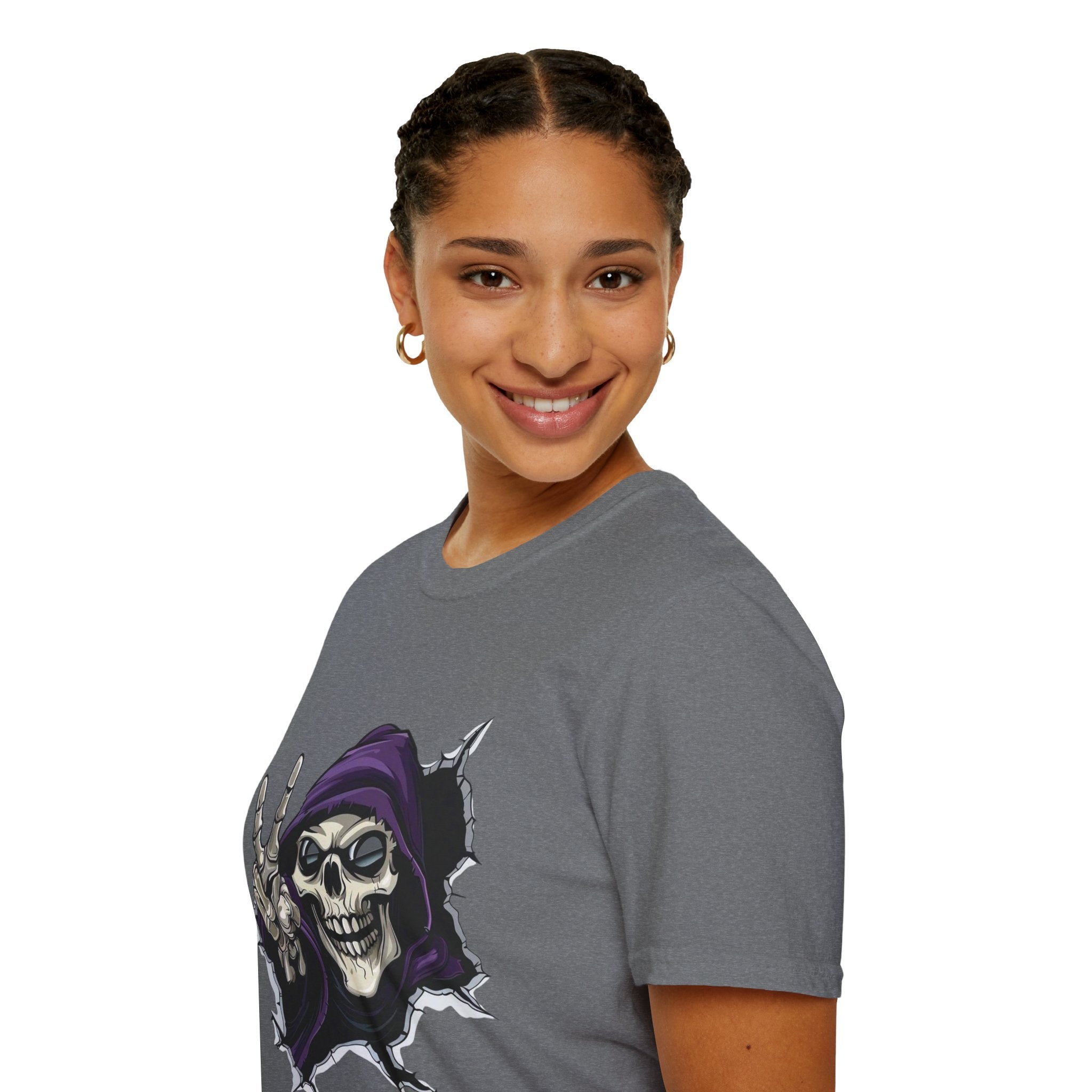 Spooky & Stylish Halloween T-Shirt – Limited Edition Rebellious Skull Graphic Tee, Unisex T-Shirt for Halloween, Festival Wear, Alternative Clothing, Edgy Casual Style - Metamorphosis Creations