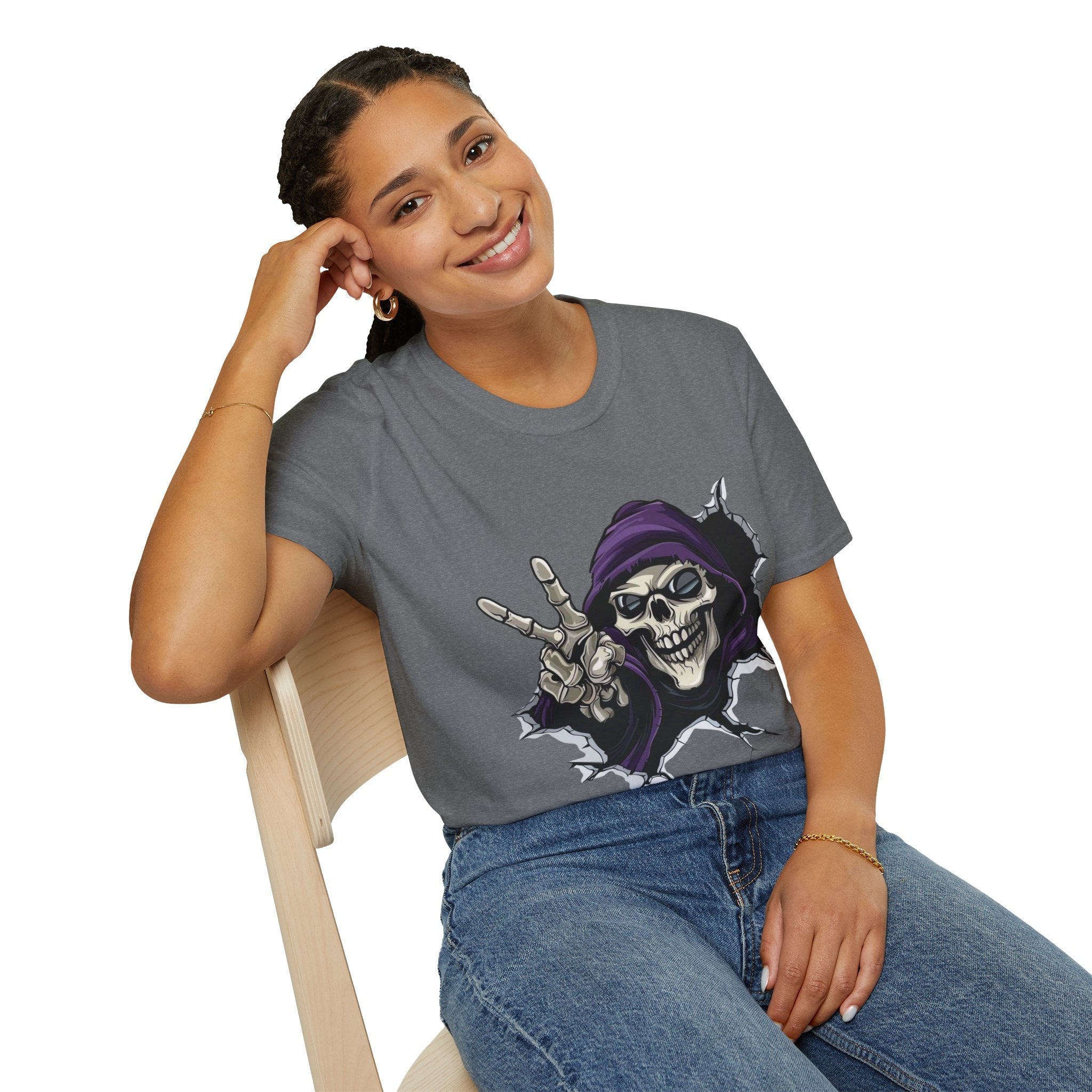 Spooky & Stylish Halloween T-Shirt – Limited Edition Rebellious Skull Graphic Tee, Unisex T-Shirt for Halloween, Festival Wear, Alternative Clothing, Edgy Casual Style - Metamorphosis Creations