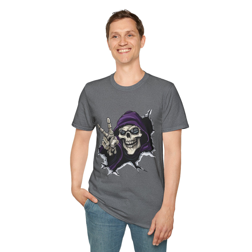 Spooky & Stylish Halloween T-Shirt – Limited Edition Rebellious Skull Graphic Tee, Unisex T-Shirt for Halloween, Festival Wear, Alternative Clothing, Edgy Casual Style - Metamorphosis Creations