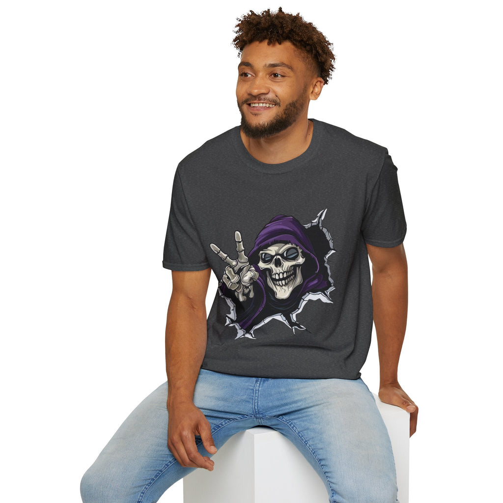 Spooky & Stylish Halloween T-Shirt – Limited Edition Rebellious Skull Graphic Tee, Unisex T-Shirt for Halloween, Festival Wear, Alternative Clothing, Edgy Casual Style - Metamorphosis Creations