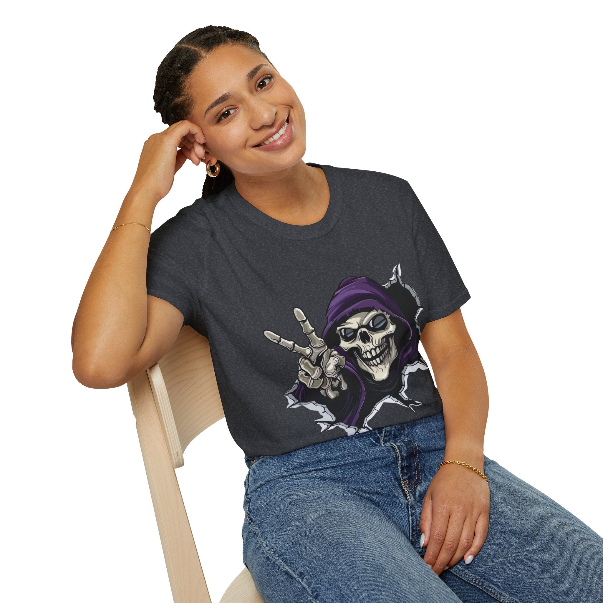 Spooky & Stylish Halloween T-Shirt – Limited Edition Rebellious Skull Graphic Tee, Unisex T-Shirt for Halloween, Festival Wear, Alternative Clothing, Edgy Casual Style - Metamorphosis Creations