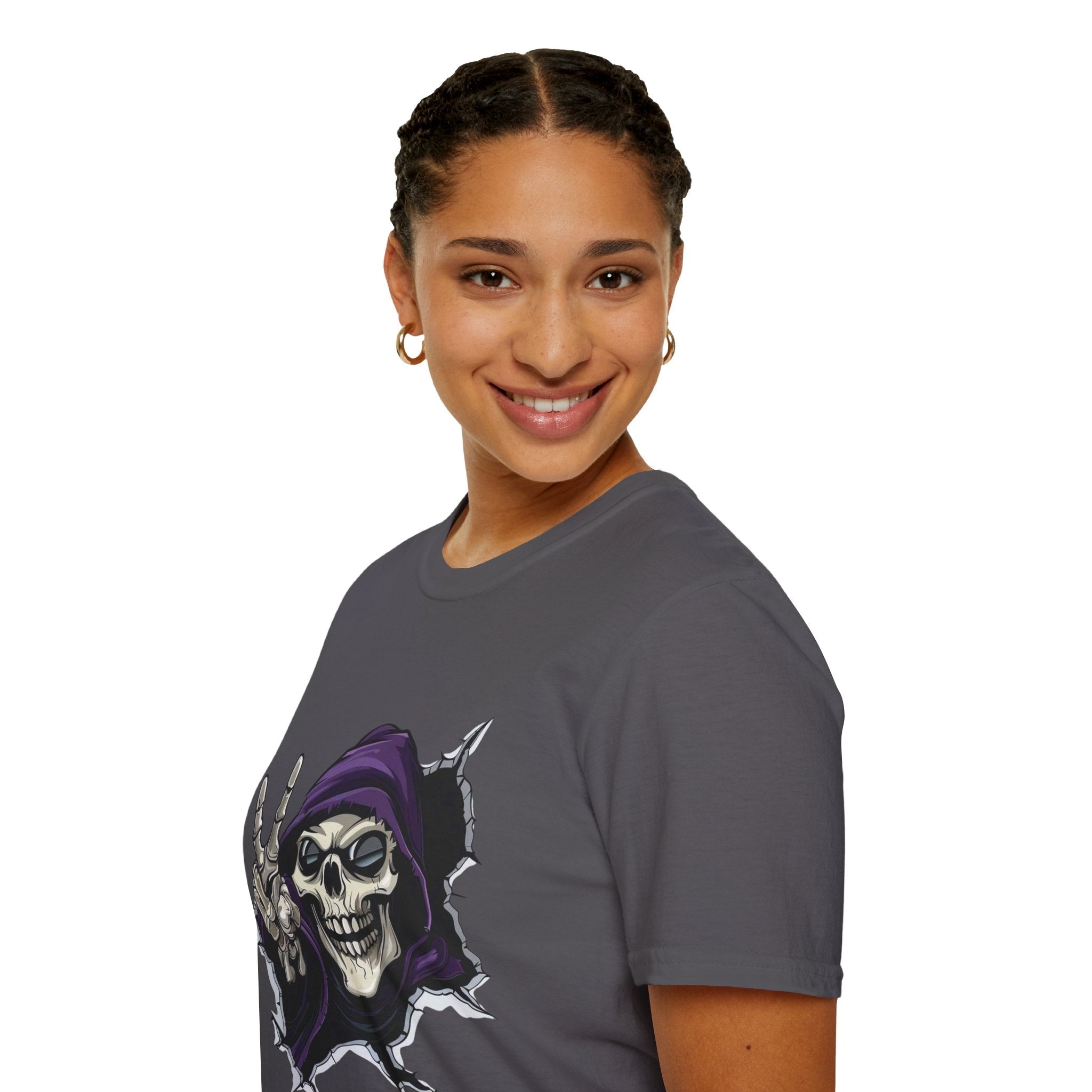 Spooky & Stylish Halloween T-Shirt – Limited Edition Rebellious Skull Graphic Tee, Unisex T-Shirt for Halloween, Festival Wear, Alternative Clothing, Edgy Casual Style - Metamorphosis Creations
