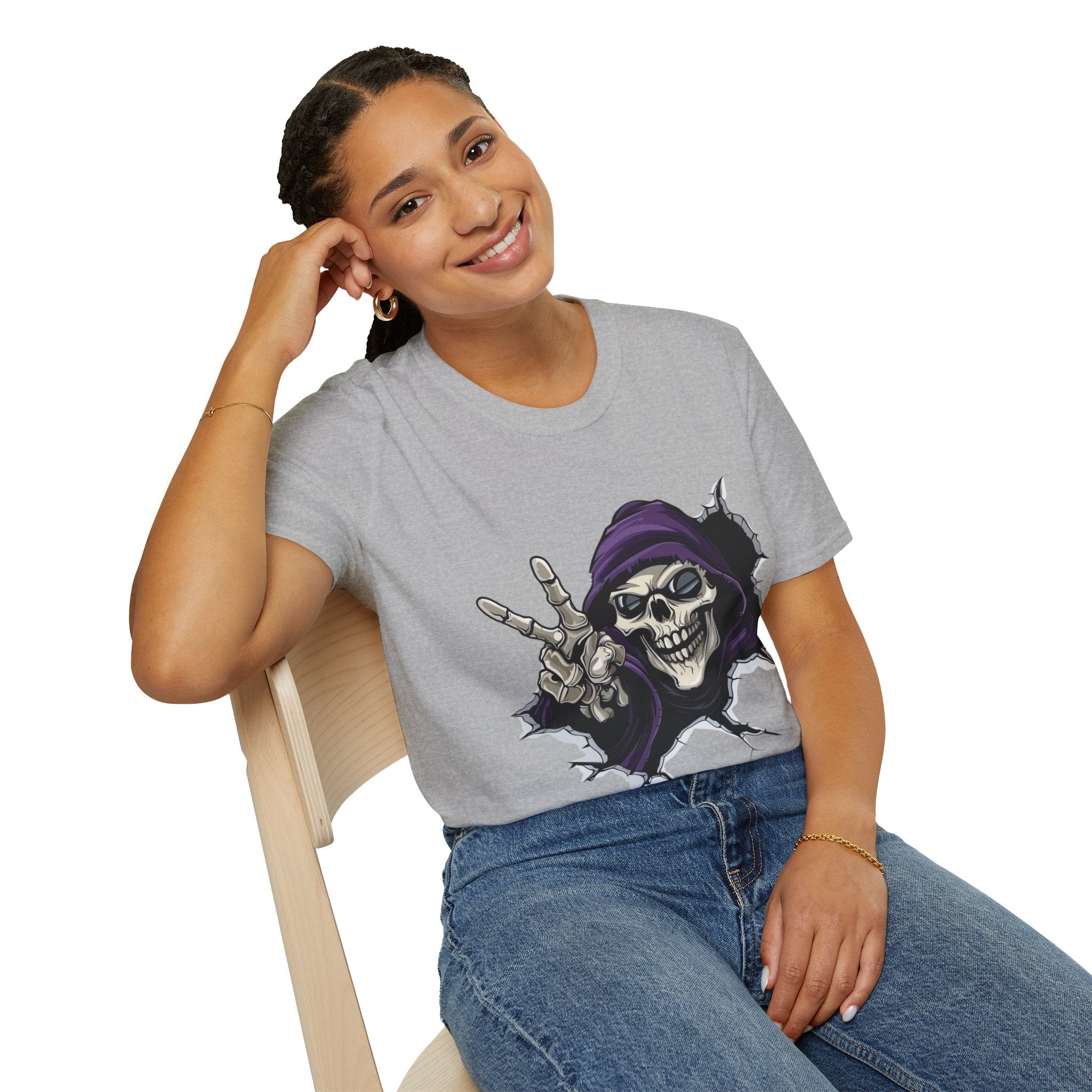 Spooky & Stylish Halloween T-Shirt – Limited Edition Rebellious Skull Graphic Tee, Unisex T-Shirt for Halloween, Festival Wear, Alternative Clothing, Edgy Casual Style - Metamorphosis Creations