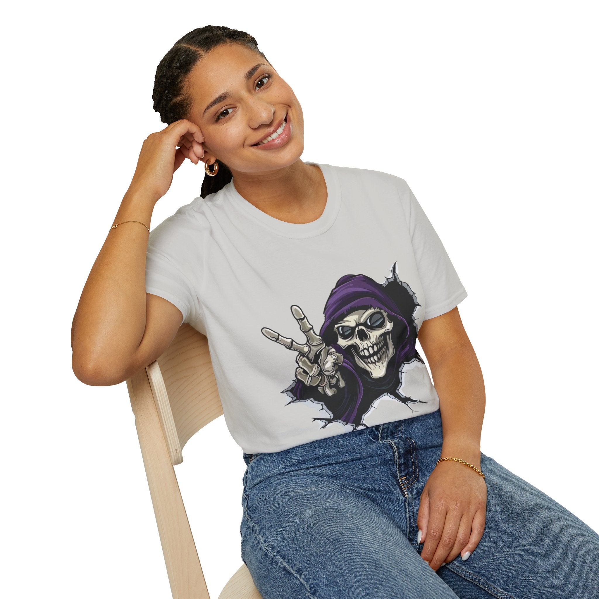 Spooky & Stylish Halloween T-Shirt – Limited Edition Rebellious Skull Graphic Tee, Unisex T-Shirt for Halloween, Festival Wear, Alternative Clothing, Edgy Casual Style - Metamorphosis Creations