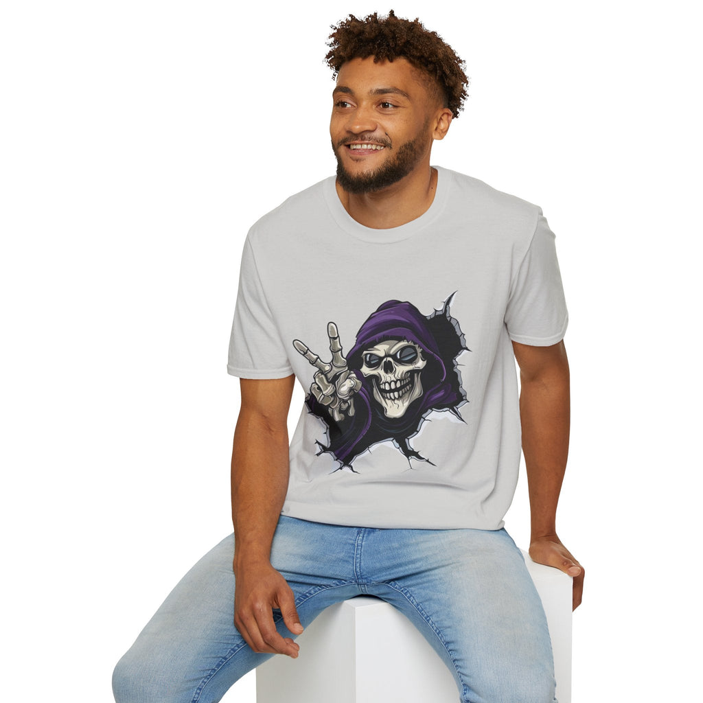 Spooky & Stylish Halloween T-Shirt – Limited Edition Rebellious Skull Graphic Tee, Unisex T-Shirt for Halloween, Festival Wear, Alternative Clothing, Edgy Casual Style - Metamorphosis Creations
