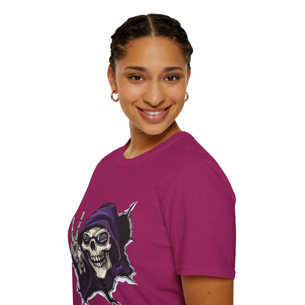 Spooky & Stylish Halloween T-Shirt – Limited Edition Rebellious Skull Graphic Tee, Unisex T-Shirt for Halloween, Festival Wear, Alternative Clothing, Edgy Casual Style - Metamorphosis Creations