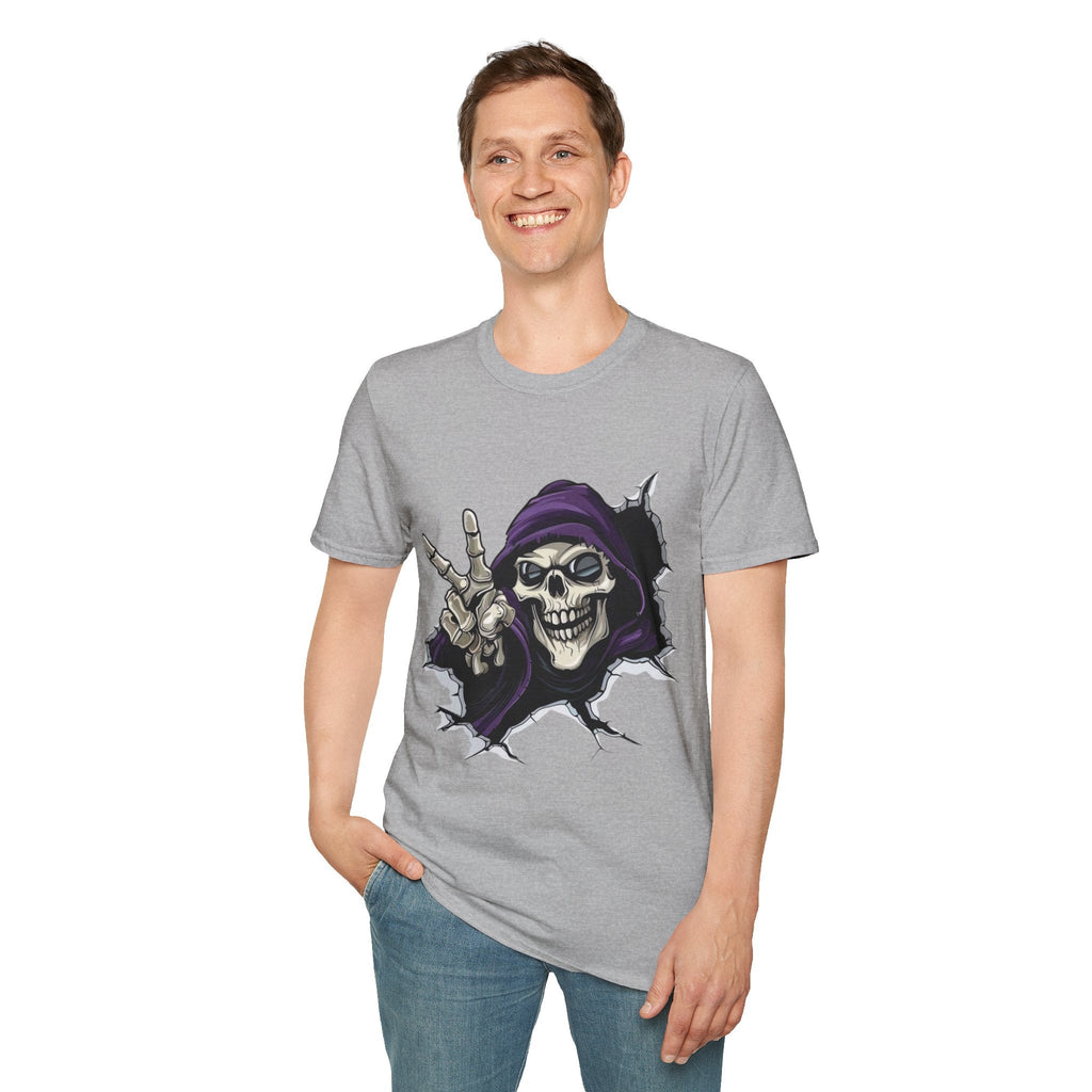 Spooky & Stylish Halloween T-Shirt – Limited Edition Rebellious Skull Graphic Tee, Unisex T-Shirt for Halloween, Festival Wear, Alternative Clothing, Edgy Casual Style - Metamorphosis Creations