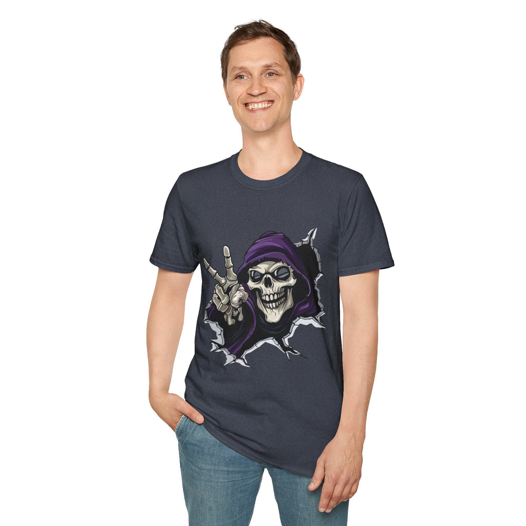 Spooky & Stylish Halloween T-Shirt – Limited Edition Rebellious Skull Graphic Tee, Unisex T-Shirt for Halloween, Festival Wear, Alternative Clothing, Edgy Casual Style - Metamorphosis Creations