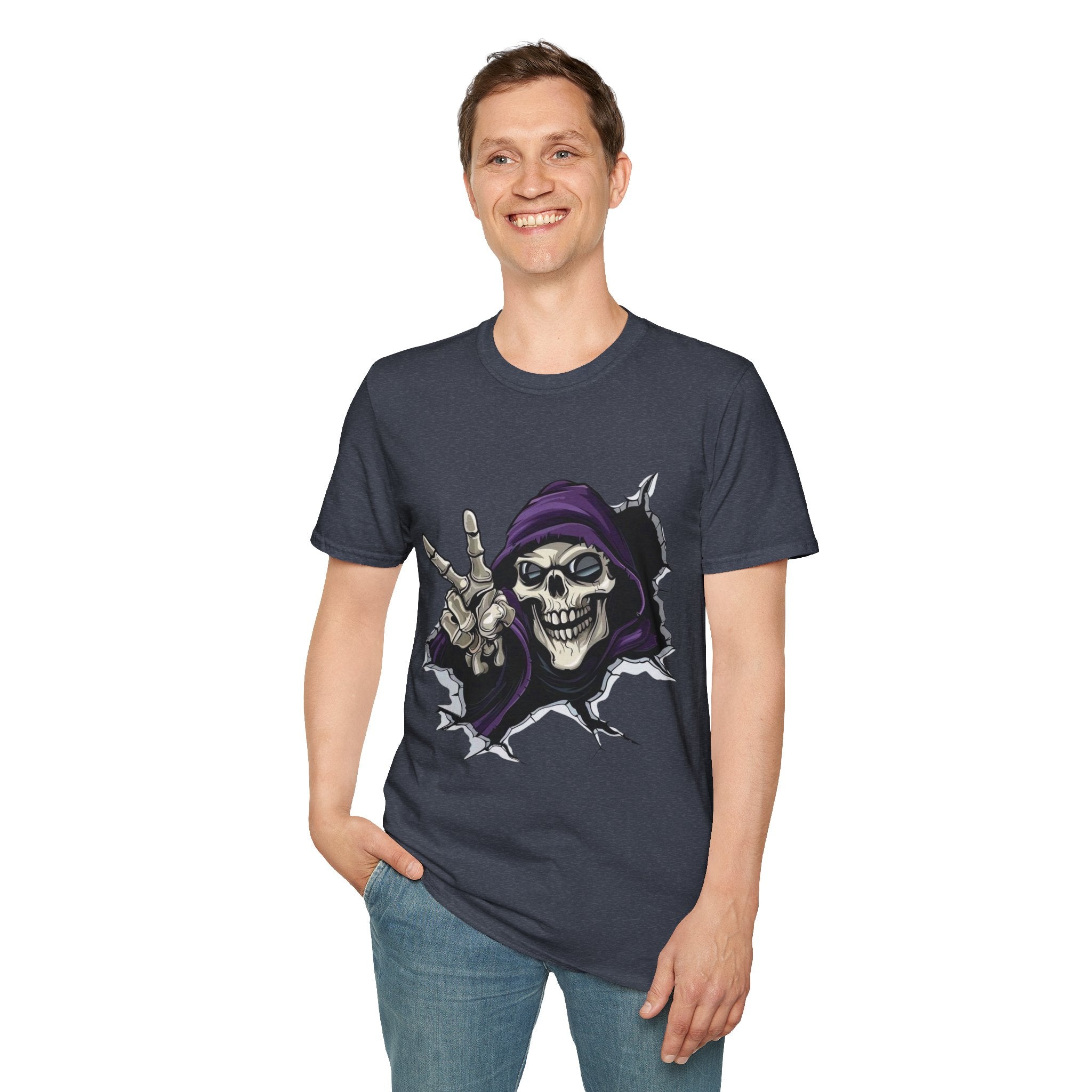 Spooky & Stylish Halloween T-Shirt – Limited Edition Rebellious Skull Graphic Tee, Unisex T-Shirt for Halloween, Festival Wear, Alternative Clothing, Edgy Casual Style - Metamorphosis Creations