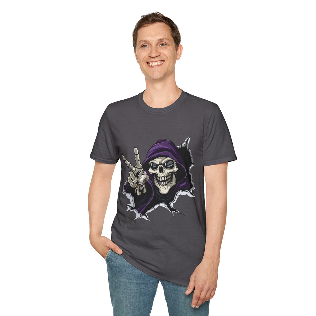 Spooky & Stylish Halloween T-Shirt – Limited Edition Rebellious Skull Graphic Tee, Unisex T-Shirt for Halloween, Festival Wear, Alternative Clothing, Edgy Casual Style - Metamorphosis Creations