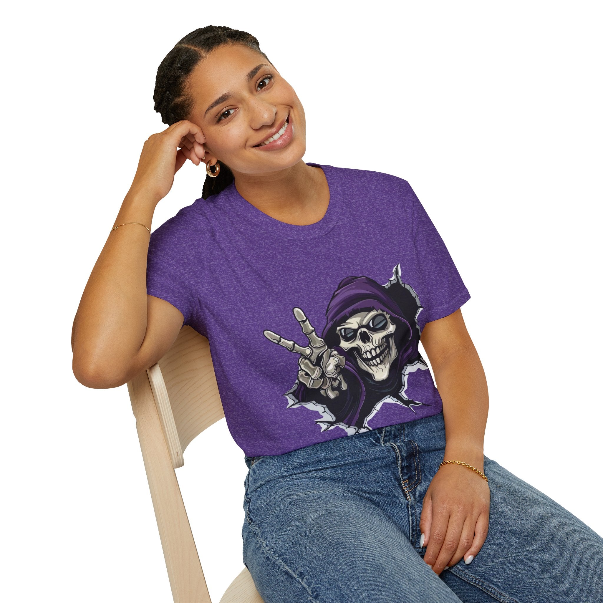 Spooky & Stylish Halloween T-Shirt – Limited Edition Rebellious Skull Graphic Tee, Unisex T-Shirt for Halloween, Festival Wear, Alternative Clothing, Edgy Casual Style - Metamorphosis Creations