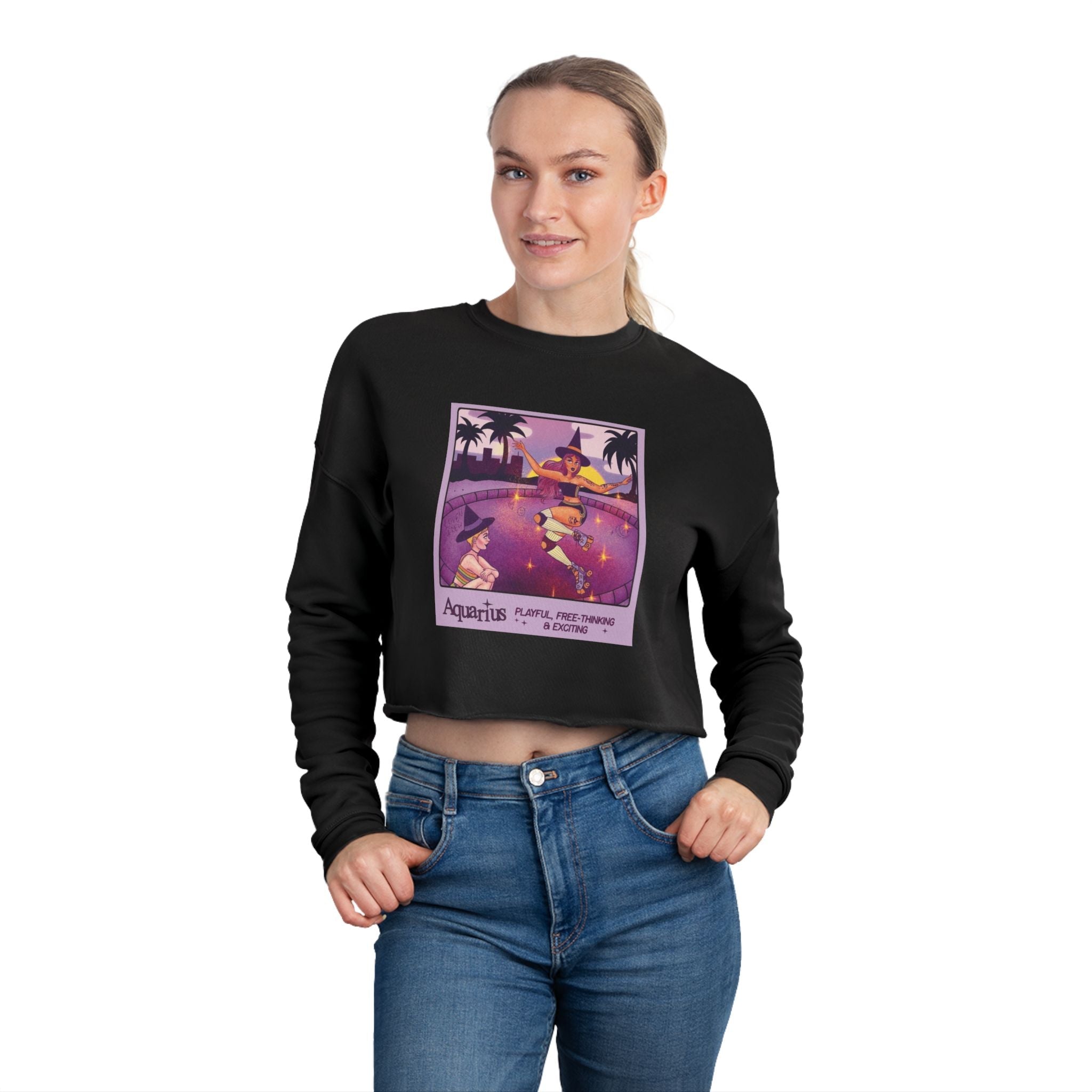 Spooky sweater Vintage - Inspired Women's Cropped Sweatshirt, Cozy Casual Wear, Unique Gift Idea, Trendy Fashion, Astrology Themed - Metamorphosis Creations