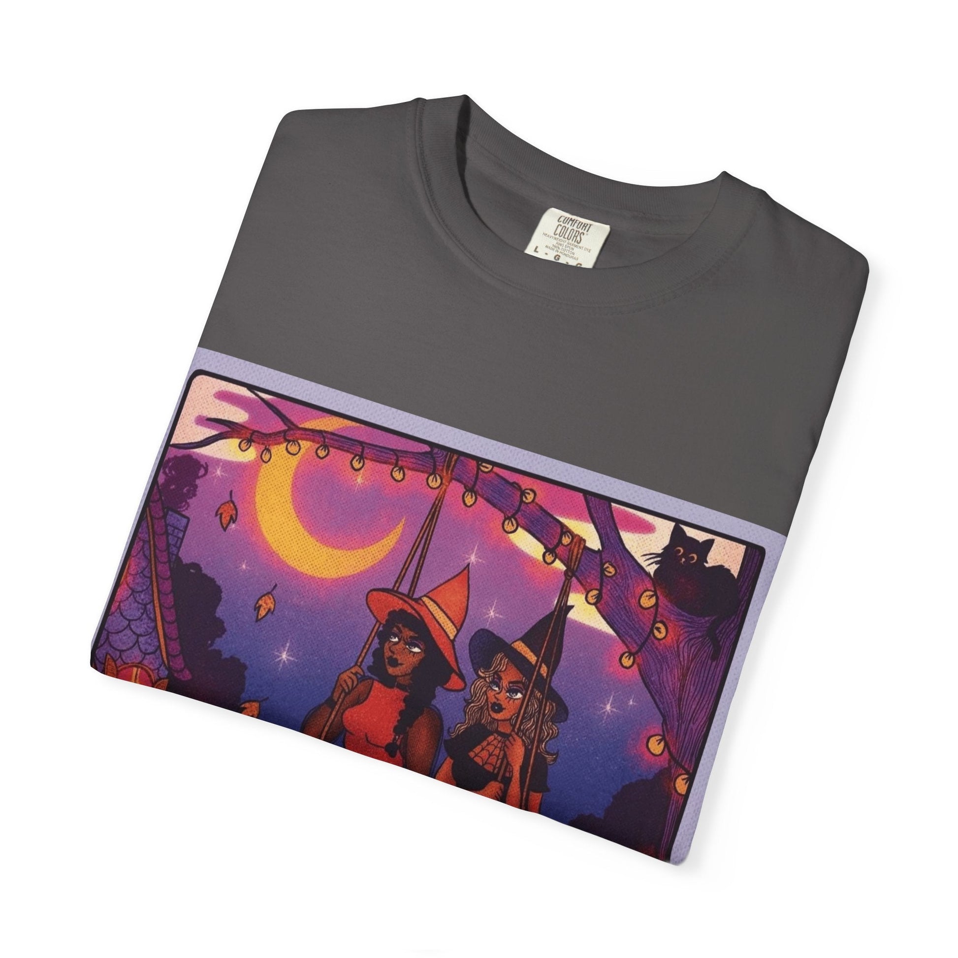 Spooky Vibes Only – Halloween Graphic Tee" Bewitching Libra T-Shirt - Festive and Connected - Unisex Garment - Dyed Tee for Astrology Lovers, Halloween, Birthdays, Gifts, Casual Wear - Metamorphosis Creations