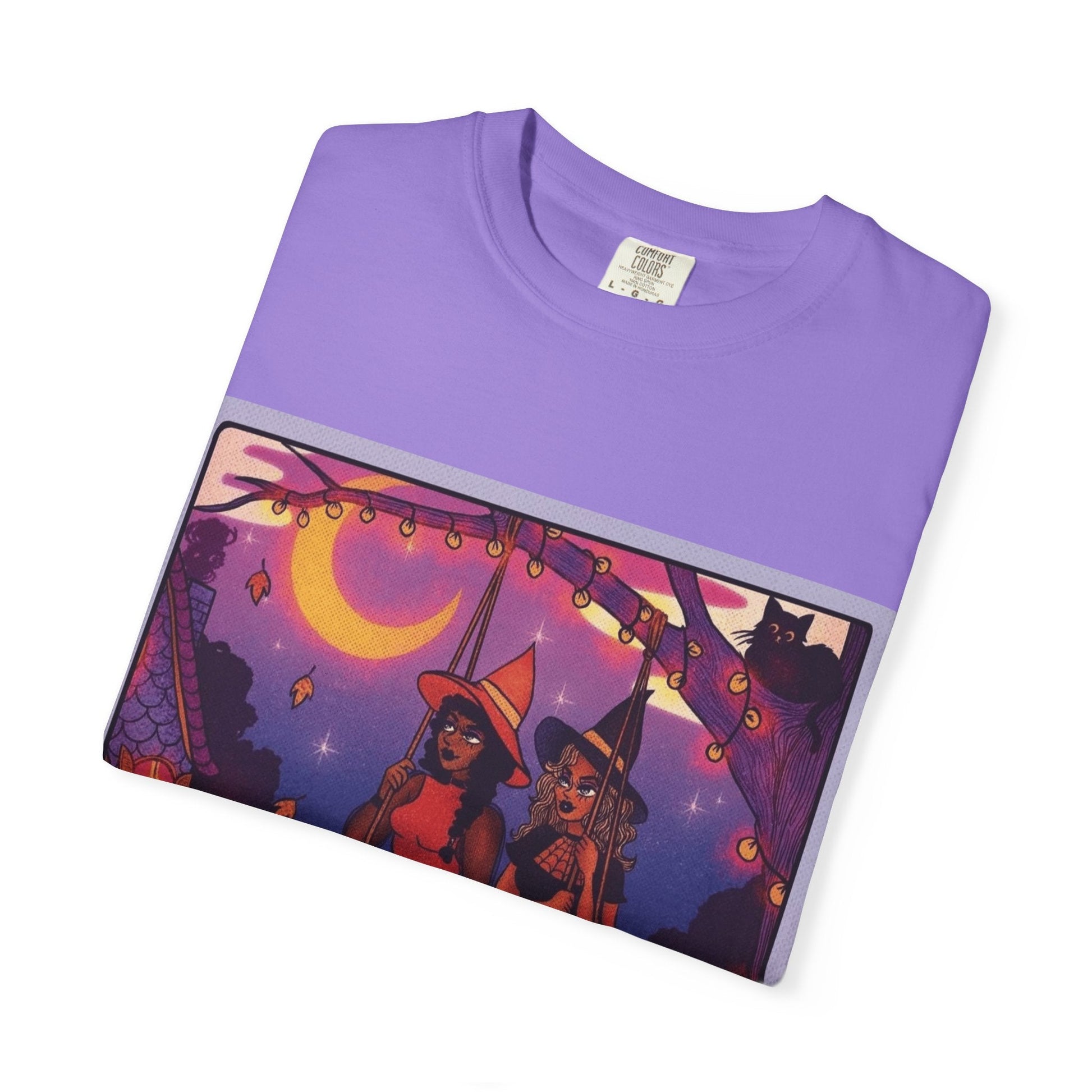 Spooky Vibes Only – Halloween Graphic Tee" Bewitching Libra T-Shirt - Festive and Connected - Unisex Garment - Dyed Tee for Astrology Lovers, Halloween, Birthdays, Gifts, Casual Wear - Metamorphosis Creations
