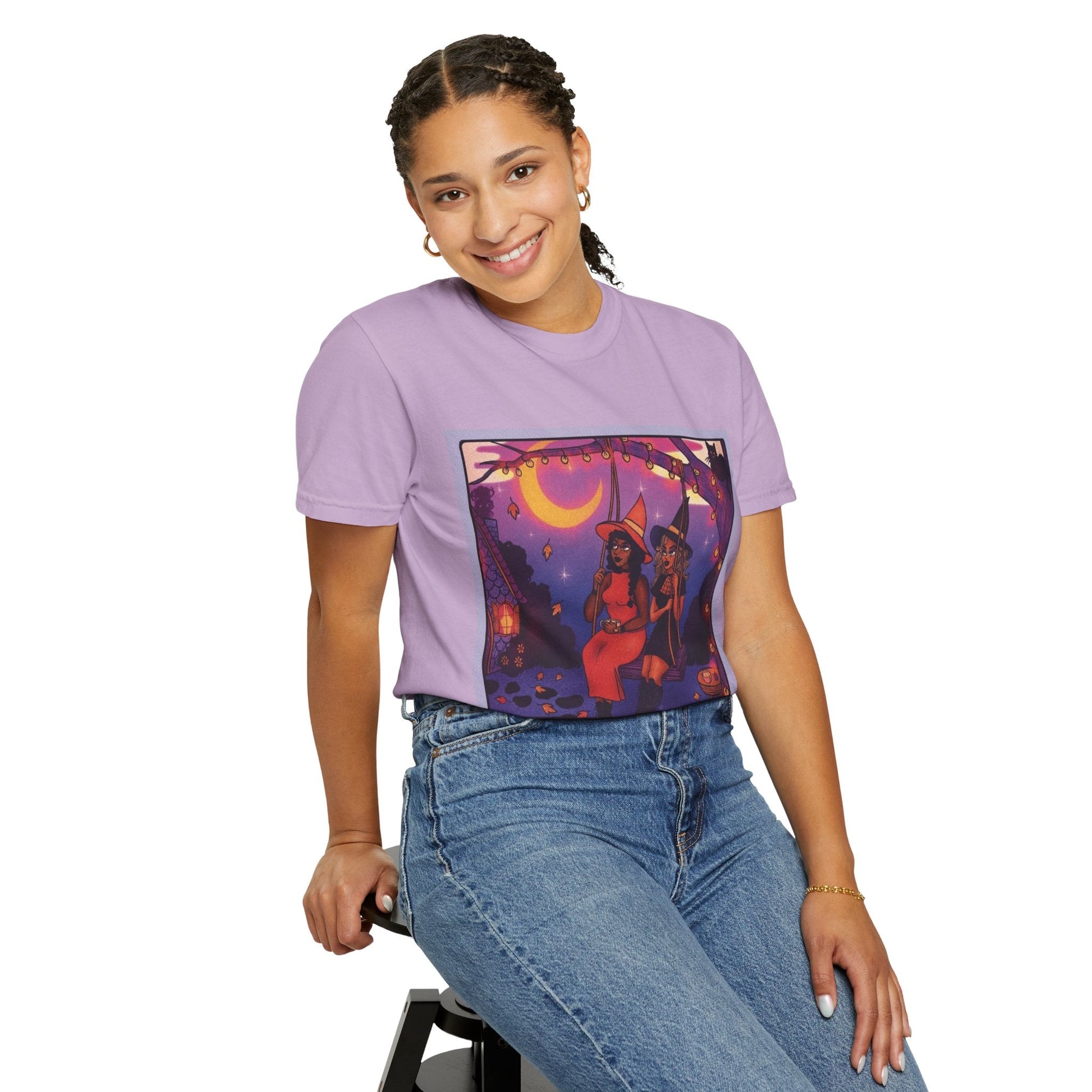 Spooky Vibes Only – Halloween Graphic Tee" Bewitching Libra T-Shirt - Festive and Connected - Unisex Garment - Dyed Tee for Astrology Lovers, Halloween, Birthdays, Gifts, Casual Wear - Metamorphosis Creations