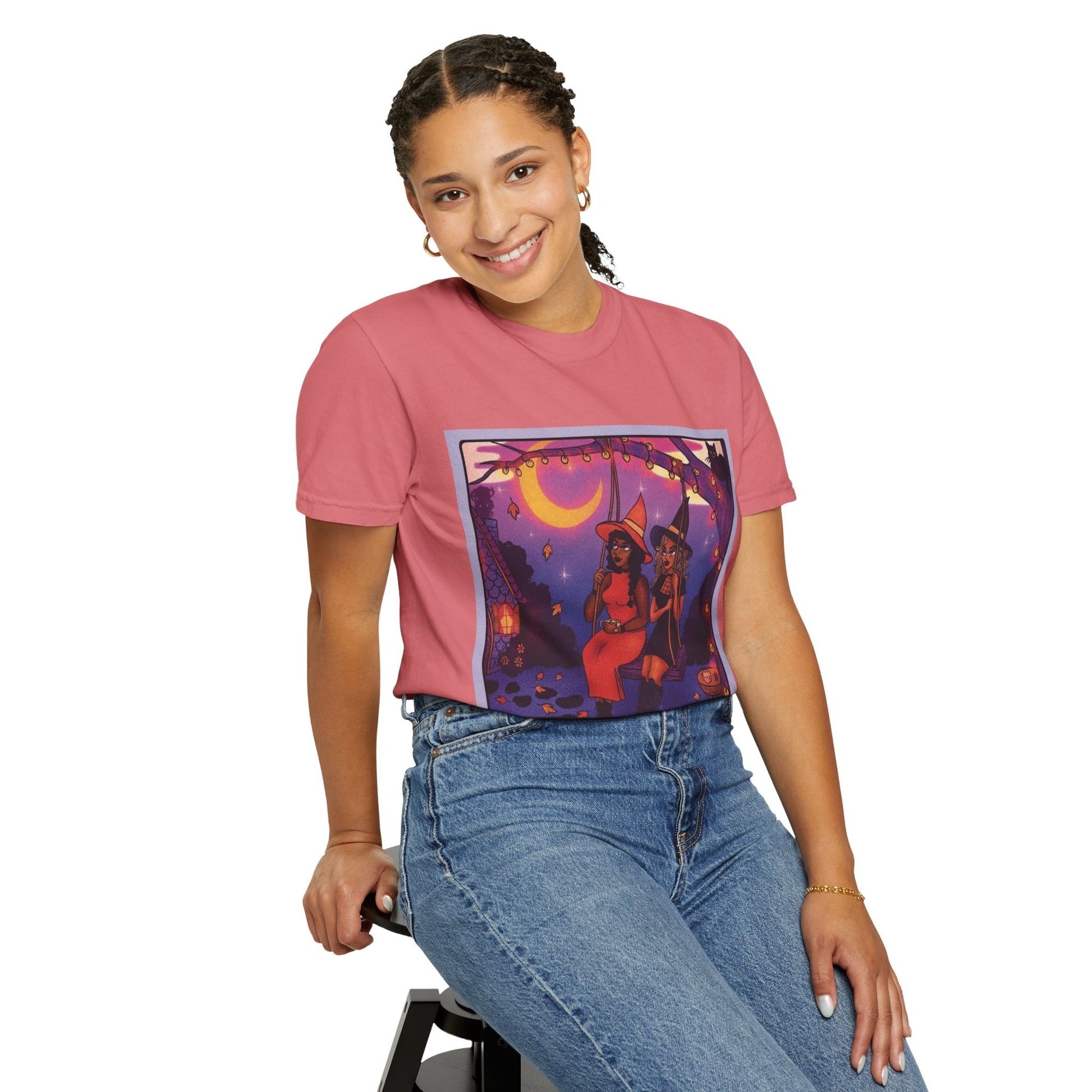 Spooky Vibes Only – Halloween Graphic Tee" Bewitching Libra T-Shirt - Festive and Connected - Unisex Garment - Dyed Tee for Astrology Lovers, Halloween, Birthdays, Gifts, Casual Wear - Metamorphosis Creations
