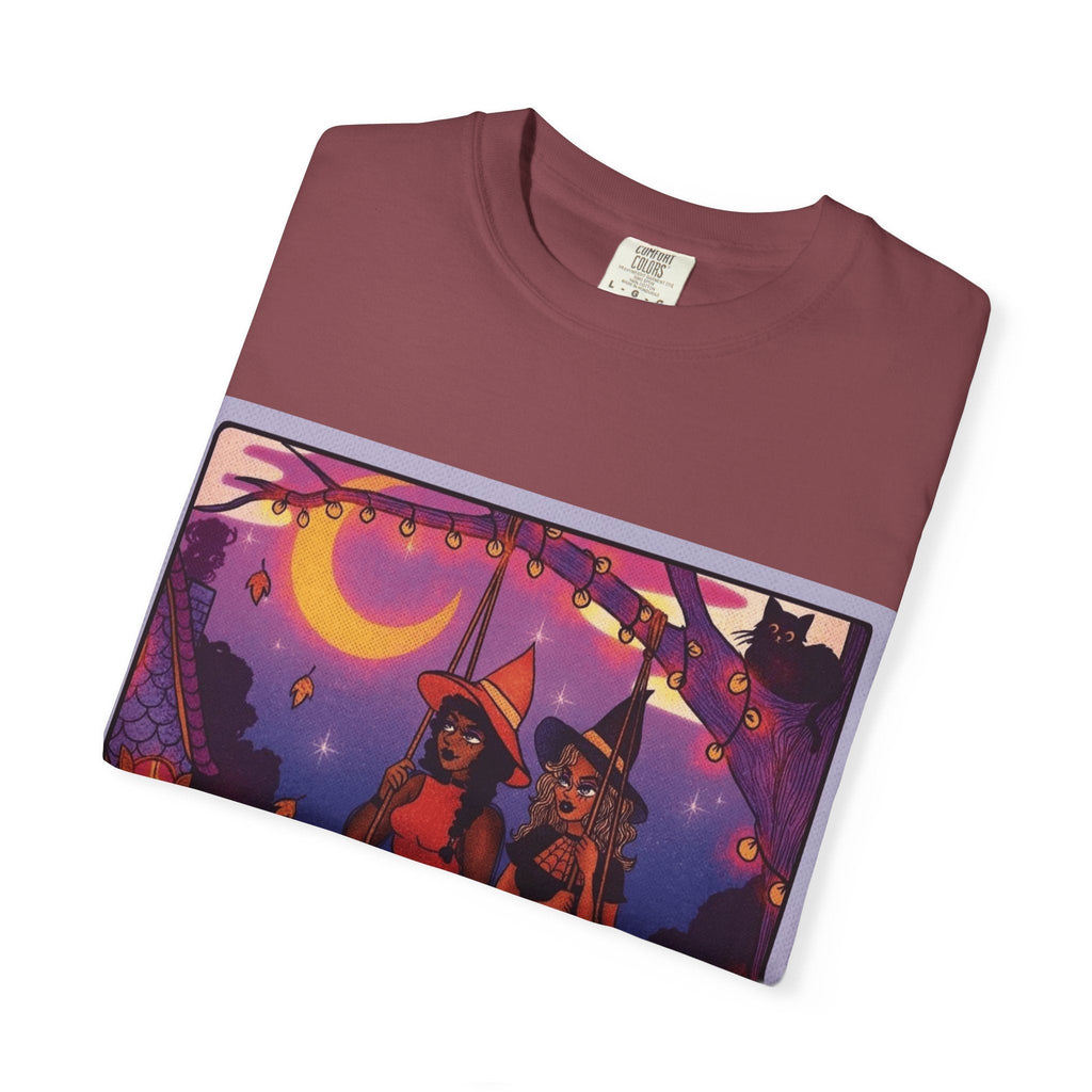 Spooky Vibes Only – Halloween Graphic Tee" Bewitching Libra T-Shirt - Festive and Connected - Unisex Garment - Dyed Tee for Astrology Lovers, Halloween, Birthdays, Gifts, Casual Wear - Metamorphosis Creations