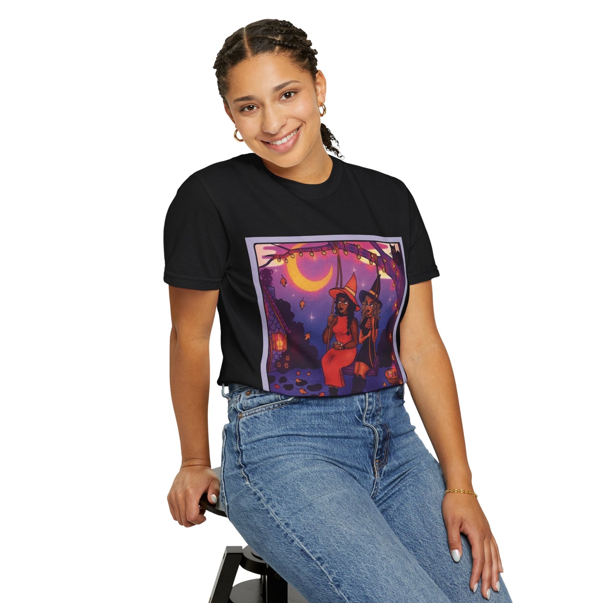 Spooky Vibes Only – Halloween Graphic Tee" Bewitching Libra T-Shirt - Festive and Connected - Unisex Garment - Dyed Tee for Astrology Lovers, Halloween, Birthdays, Gifts, Casual Wear - Metamorphosis Creations