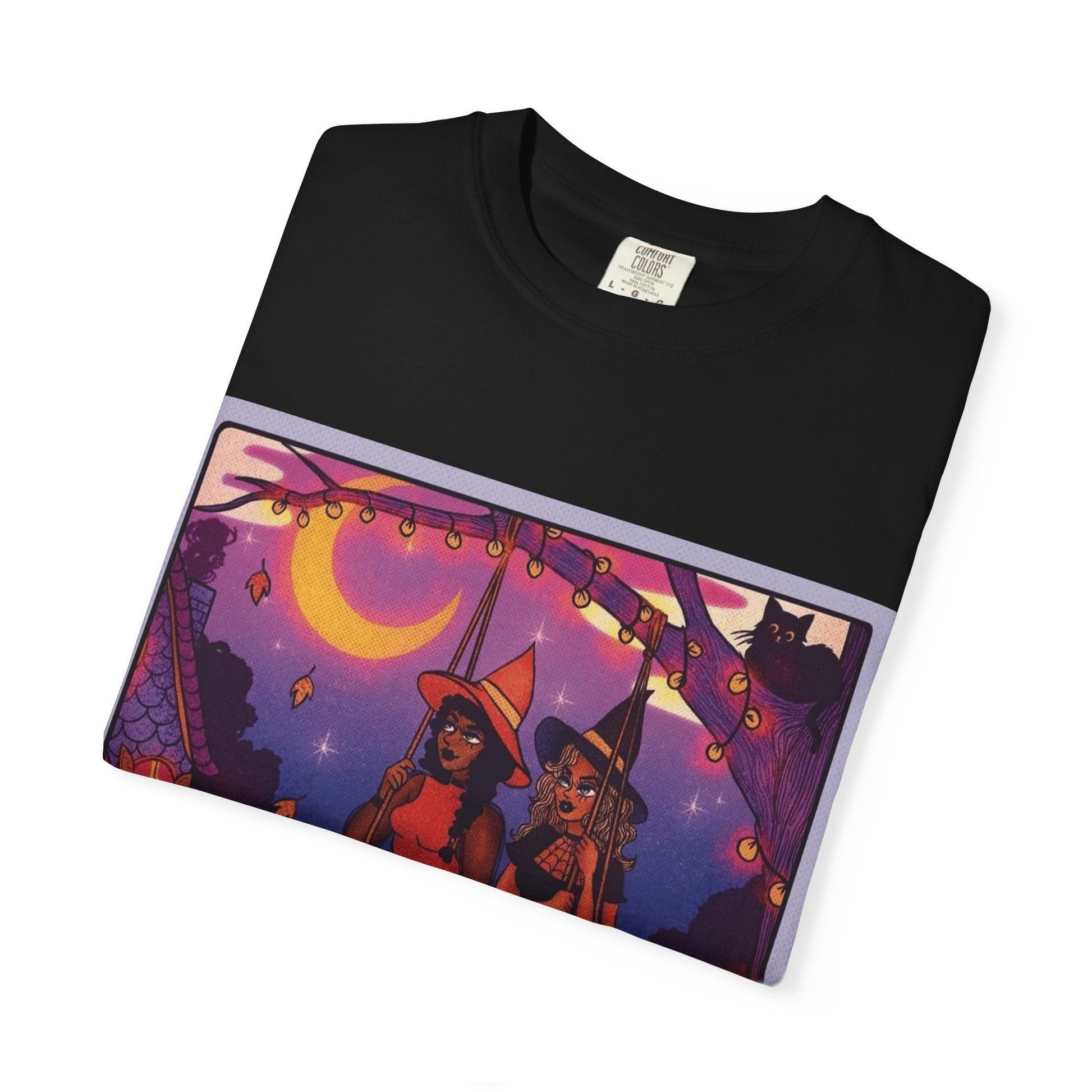 Spooky Vibes Only – Halloween Graphic Tee" Bewitching Libra T-Shirt - Festive and Connected - Unisex Garment - Dyed Tee for Astrology Lovers, Halloween, Birthdays, Gifts, Casual Wear - Metamorphosis Creations