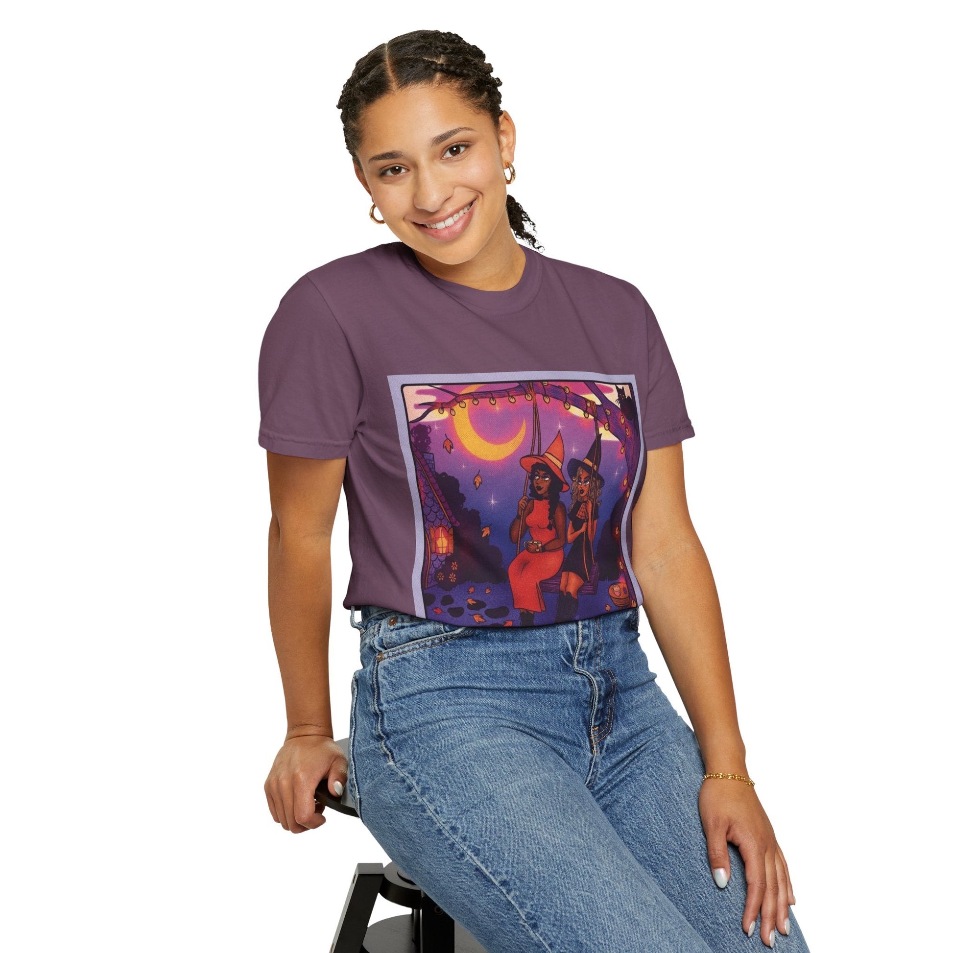 Spooky Vibes Only – Halloween Graphic Tee" Bewitching Libra T-Shirt - Festive and Connected - Unisex Garment - Dyed Tee for Astrology Lovers, Halloween, Birthdays, Gifts, Casual Wear - Metamorphosis Creations