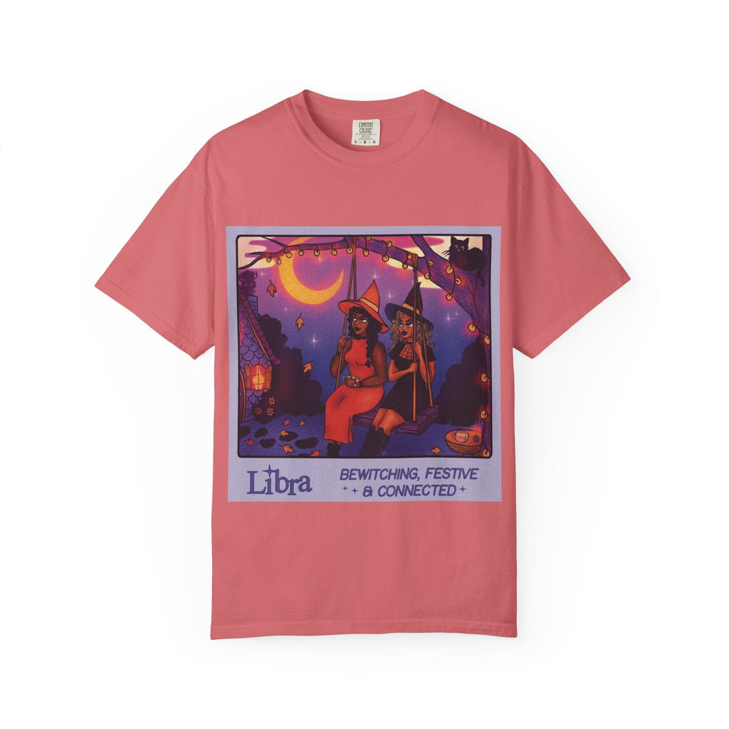 Spooky Vibes Only – Halloween Graphic Tee" Bewitching Libra T-Shirt - Festive and Connected - Unisex Garment - Dyed Tee for Astrology Lovers, Halloween, Birthdays, Gifts, Casual Wear - Metamorphosis Creations