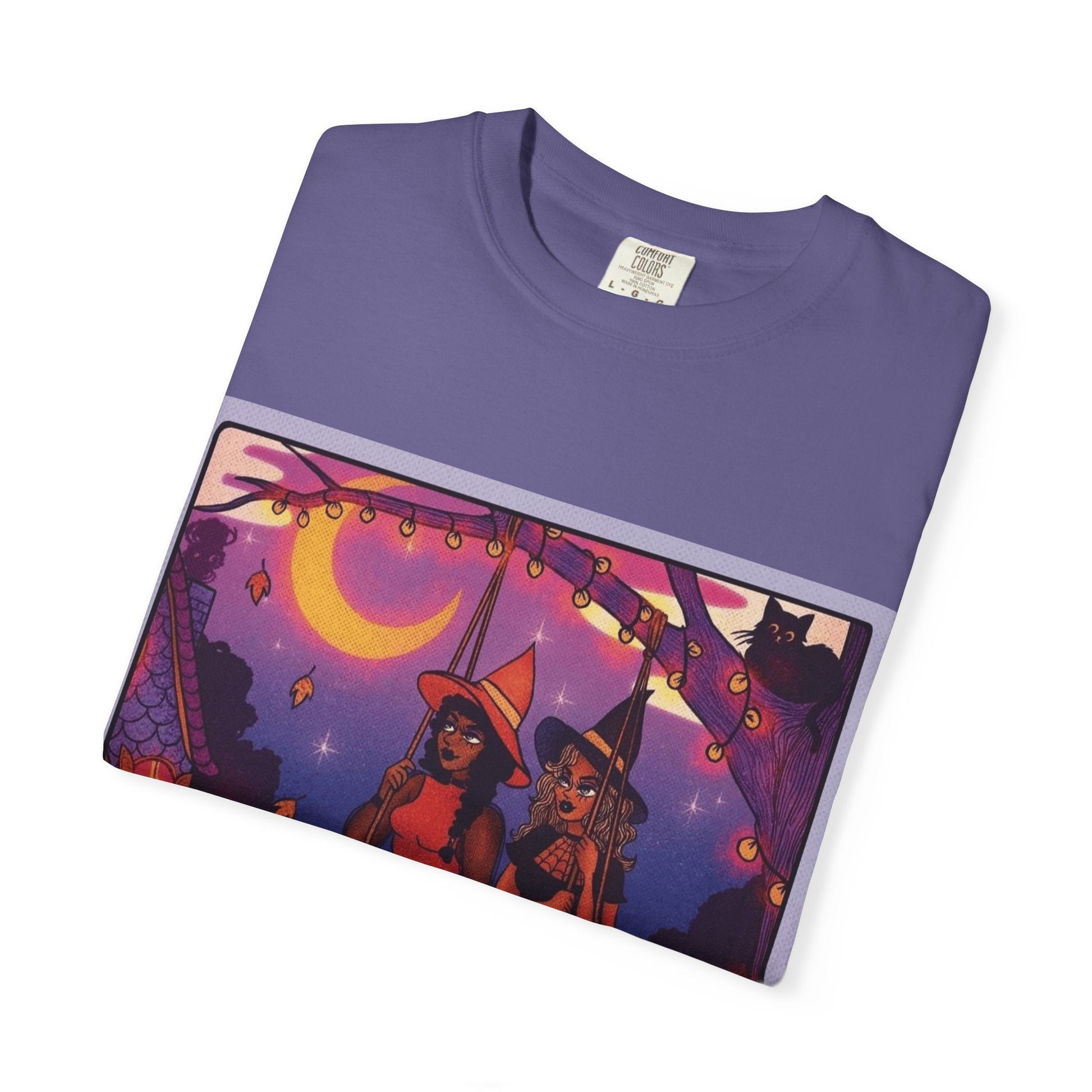 Spooky Vibes Only – Halloween Graphic Tee" Bewitching Libra T-Shirt - Festive and Connected - Unisex Garment - Dyed Tee for Astrology Lovers, Halloween, Birthdays, Gifts, Casual Wear - Metamorphosis Creations
