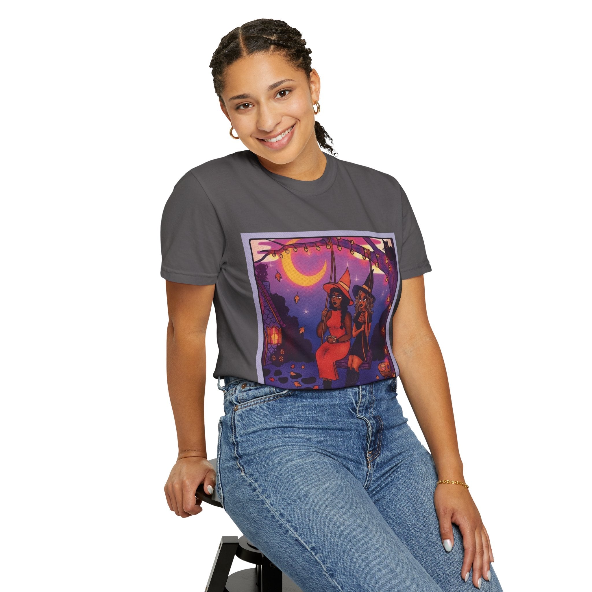 Spooky Vibes Only – Halloween Graphic Tee" Bewitching Libra T-Shirt - Festive and Connected - Unisex Garment - Dyed Tee for Astrology Lovers, Halloween, Birthdays, Gifts, Casual Wear - Metamorphosis Creations