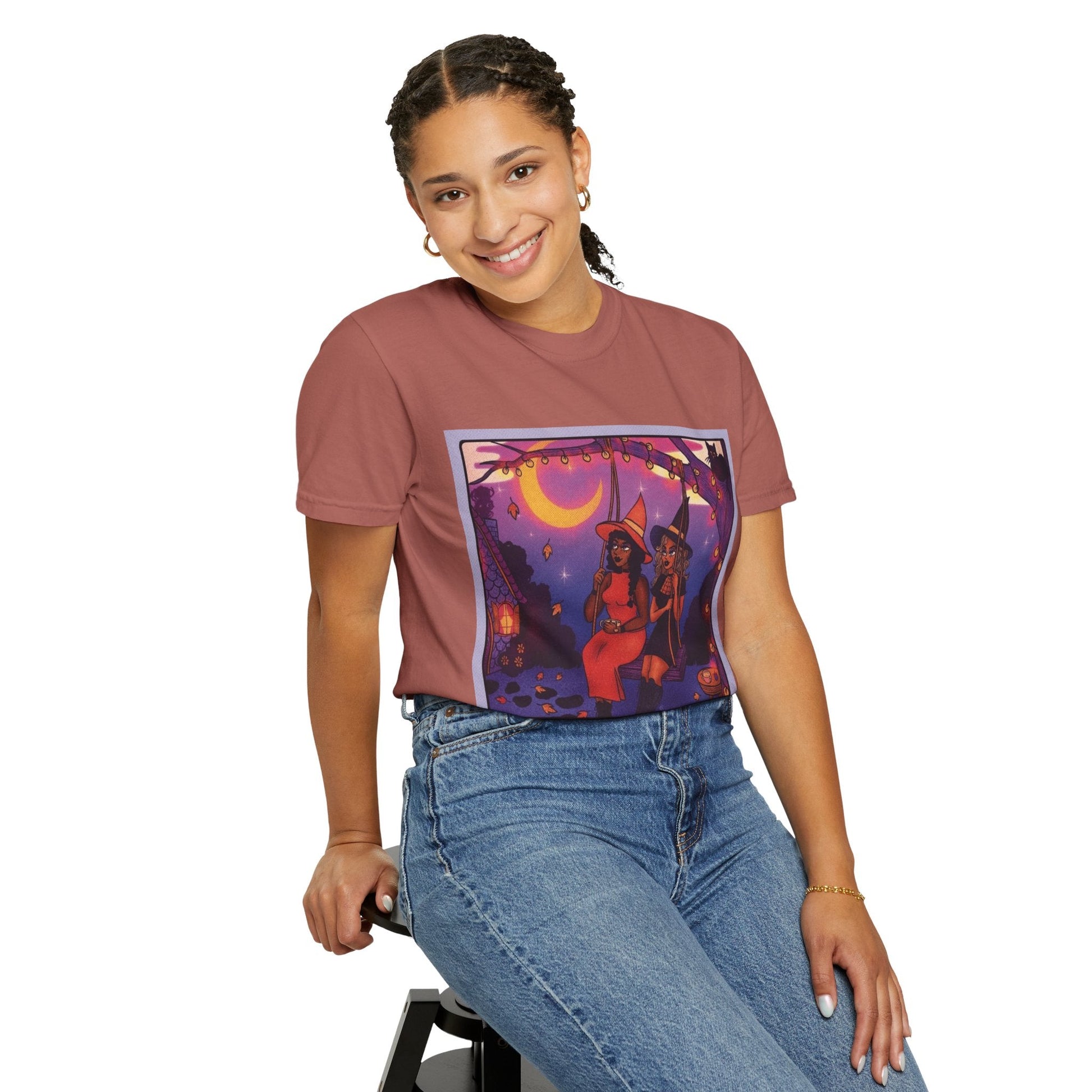 Spooky Vibes Only – Halloween Graphic Tee" Bewitching Libra T-Shirt - Festive and Connected - Unisex Garment - Dyed Tee for Astrology Lovers, Halloween, Birthdays, Gifts, Casual Wear - Metamorphosis Creations