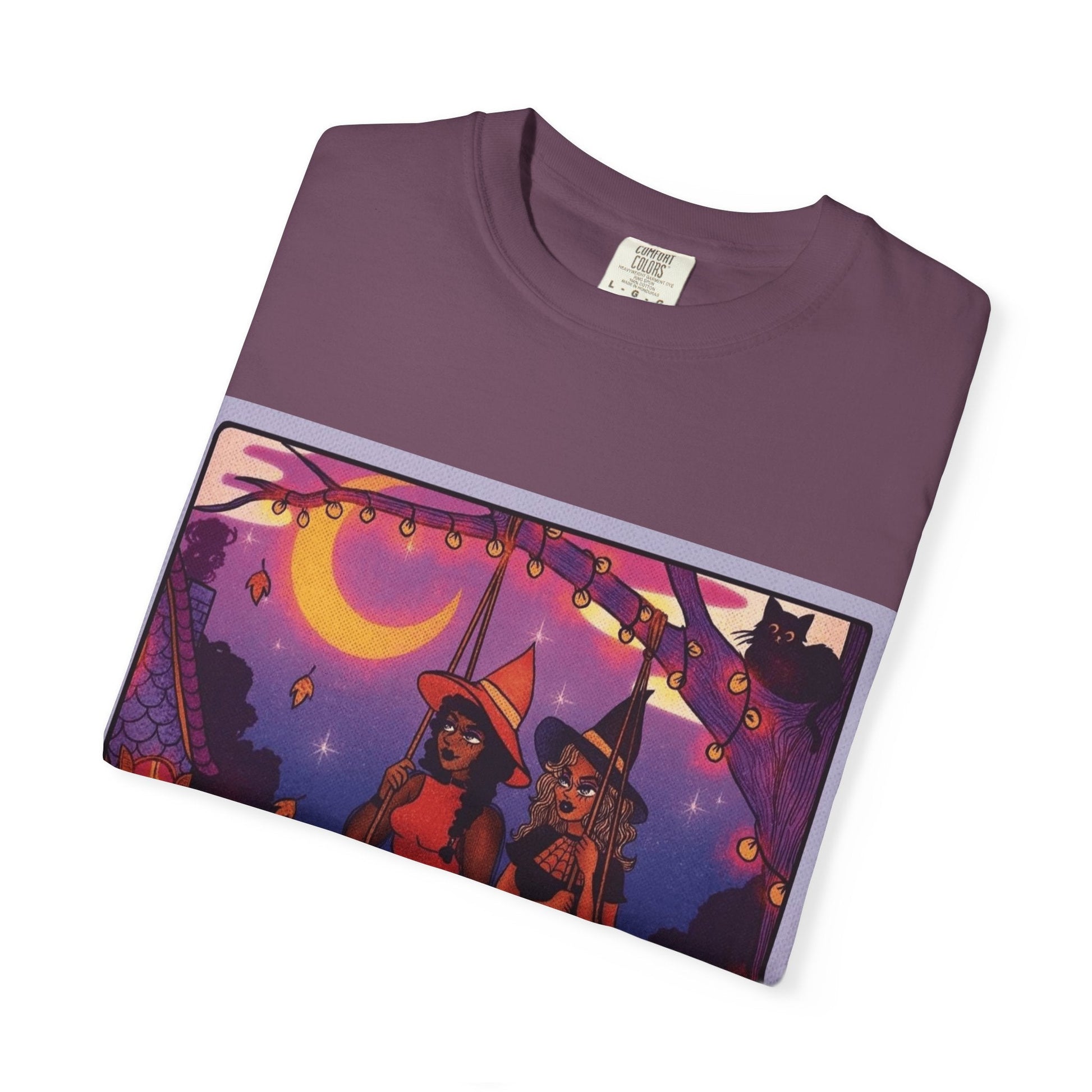 Spooky Vibes Only – Halloween Graphic Tee" Bewitching Libra T-Shirt - Festive and Connected - Unisex Garment - Dyed Tee for Astrology Lovers, Halloween, Birthdays, Gifts, Casual Wear - Metamorphosis Creations