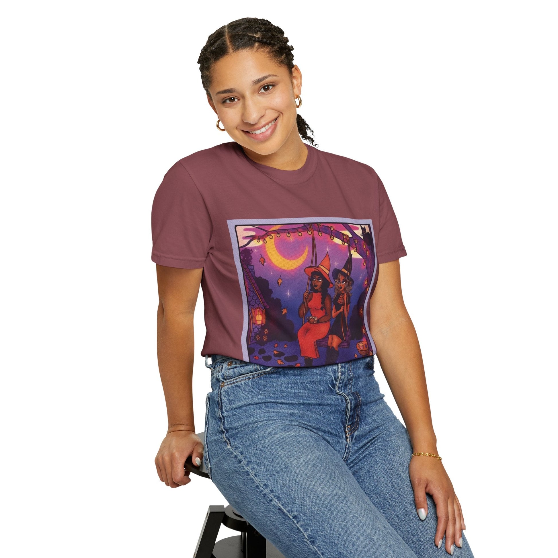 Spooky Vibes Only – Halloween Graphic Tee" Bewitching Libra T-Shirt - Festive and Connected - Unisex Garment - Dyed Tee for Astrology Lovers, Halloween, Birthdays, Gifts, Casual Wear - Metamorphosis Creations
