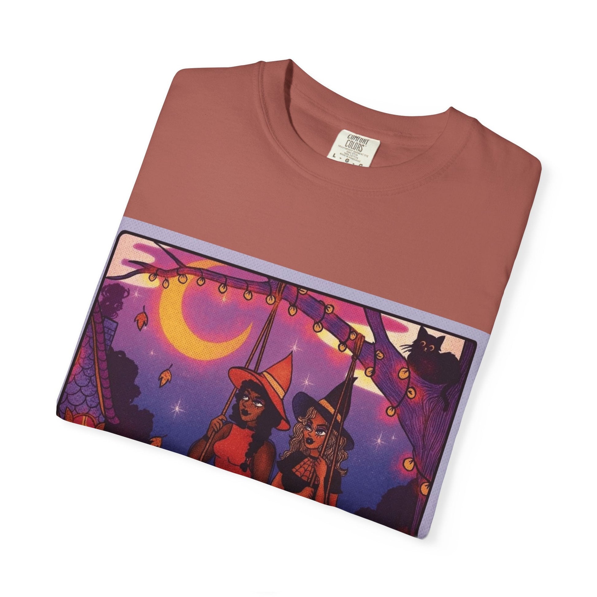 Spooky Vibes Only – Halloween Graphic Tee" Bewitching Libra T-Shirt - Festive and Connected - Unisex Garment - Dyed Tee for Astrology Lovers, Halloween, Birthdays, Gifts, Casual Wear - Metamorphosis Creations