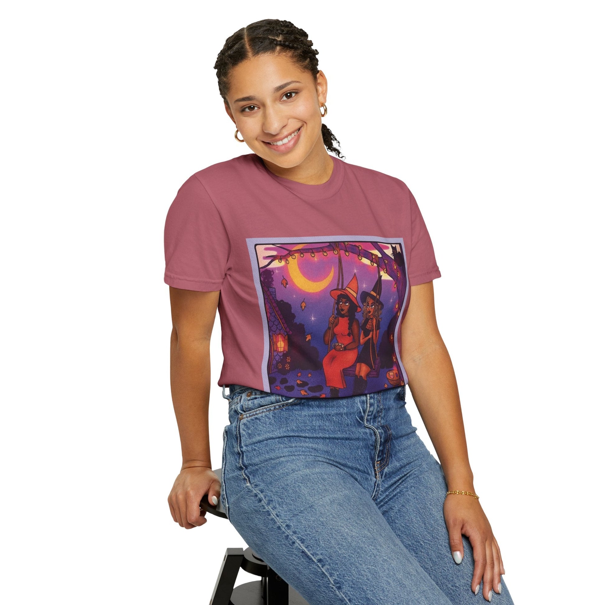 Spooky Vibes Only – Halloween Graphic Tee" Bewitching Libra T-Shirt - Festive and Connected - Unisex Garment - Dyed Tee for Astrology Lovers, Halloween, Birthdays, Gifts, Casual Wear - Metamorphosis Creations