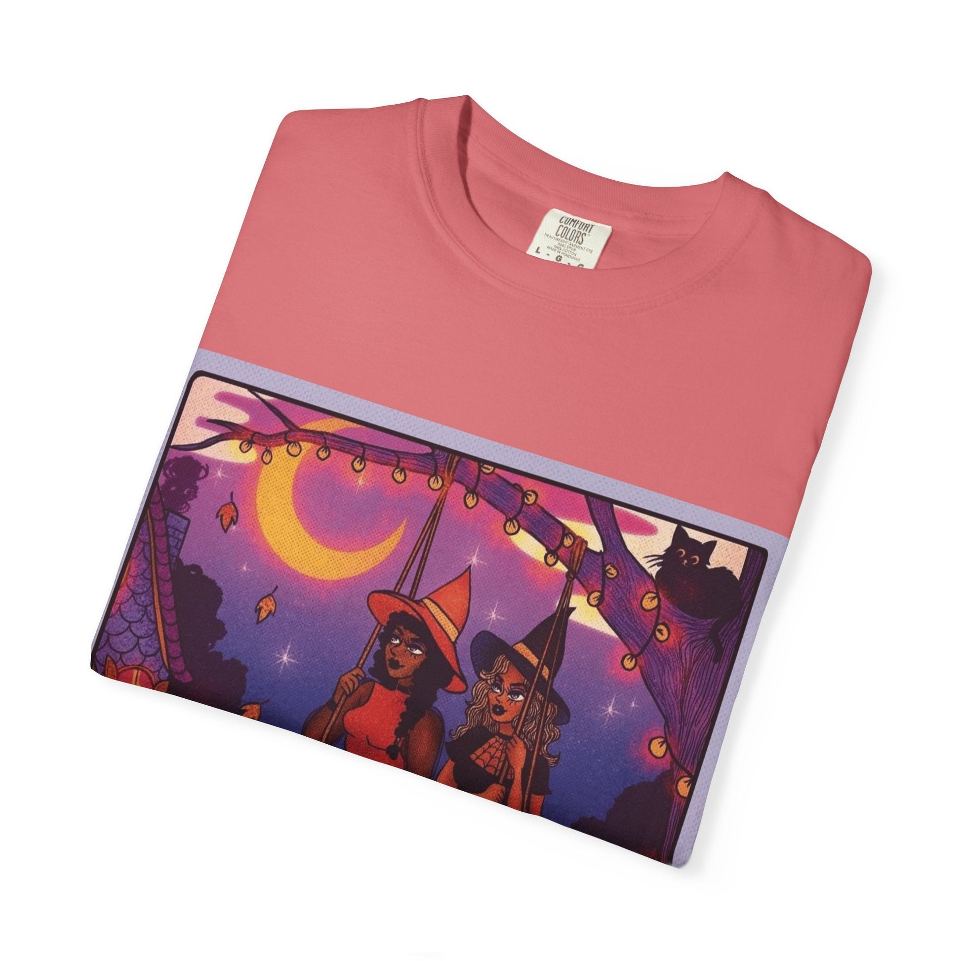Spooky Vibes Only – Halloween Graphic Tee" Bewitching Libra T-Shirt - Festive and Connected - Unisex Garment - Dyed Tee for Astrology Lovers, Halloween, Birthdays, Gifts, Casual Wear - Metamorphosis Creations
