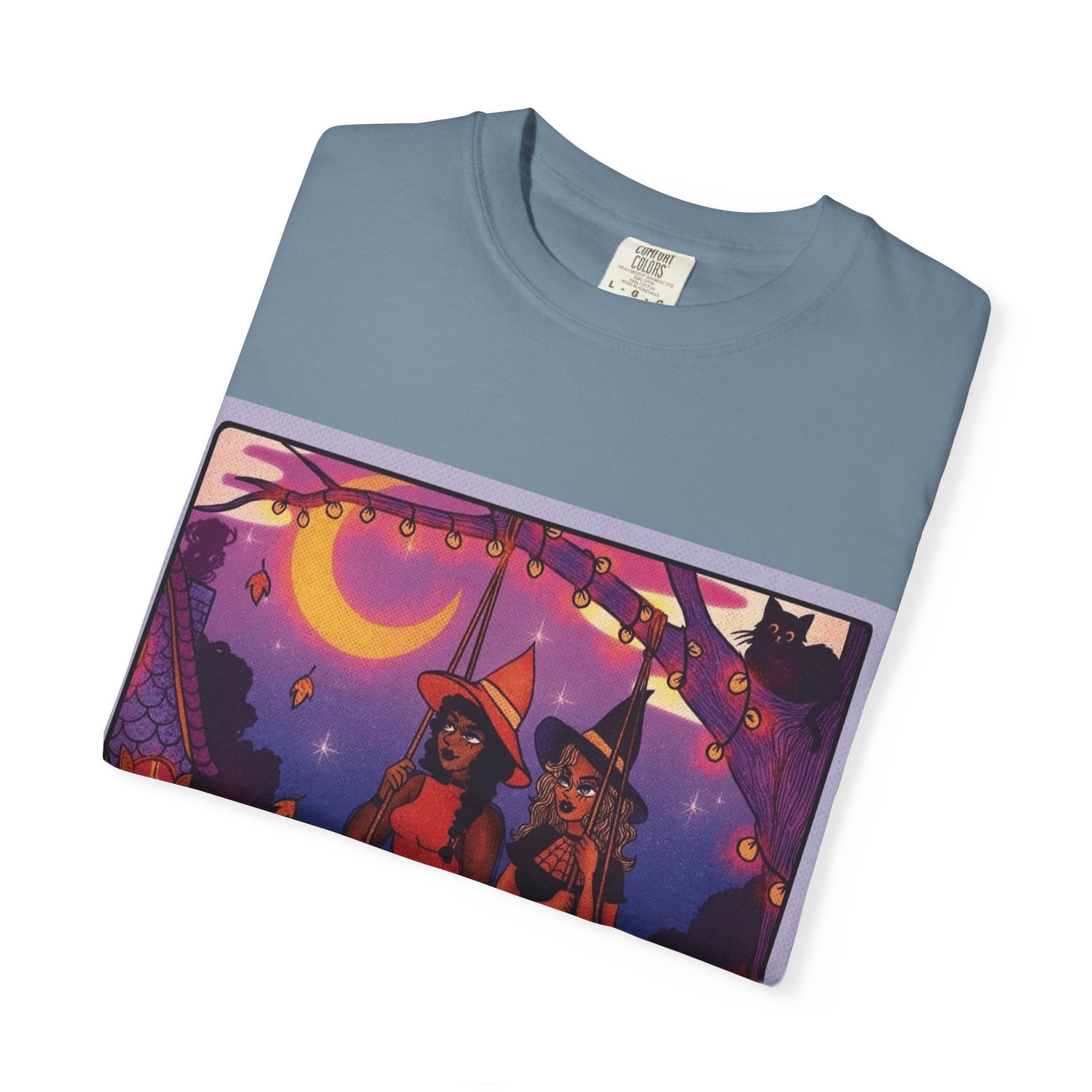 Spooky Vibes Only – Halloween Graphic Tee" Bewitching Libra T-Shirt - Festive and Connected - Unisex Garment - Dyed Tee for Astrology Lovers, Halloween, Birthdays, Gifts, Casual Wear - Metamorphosis Creations