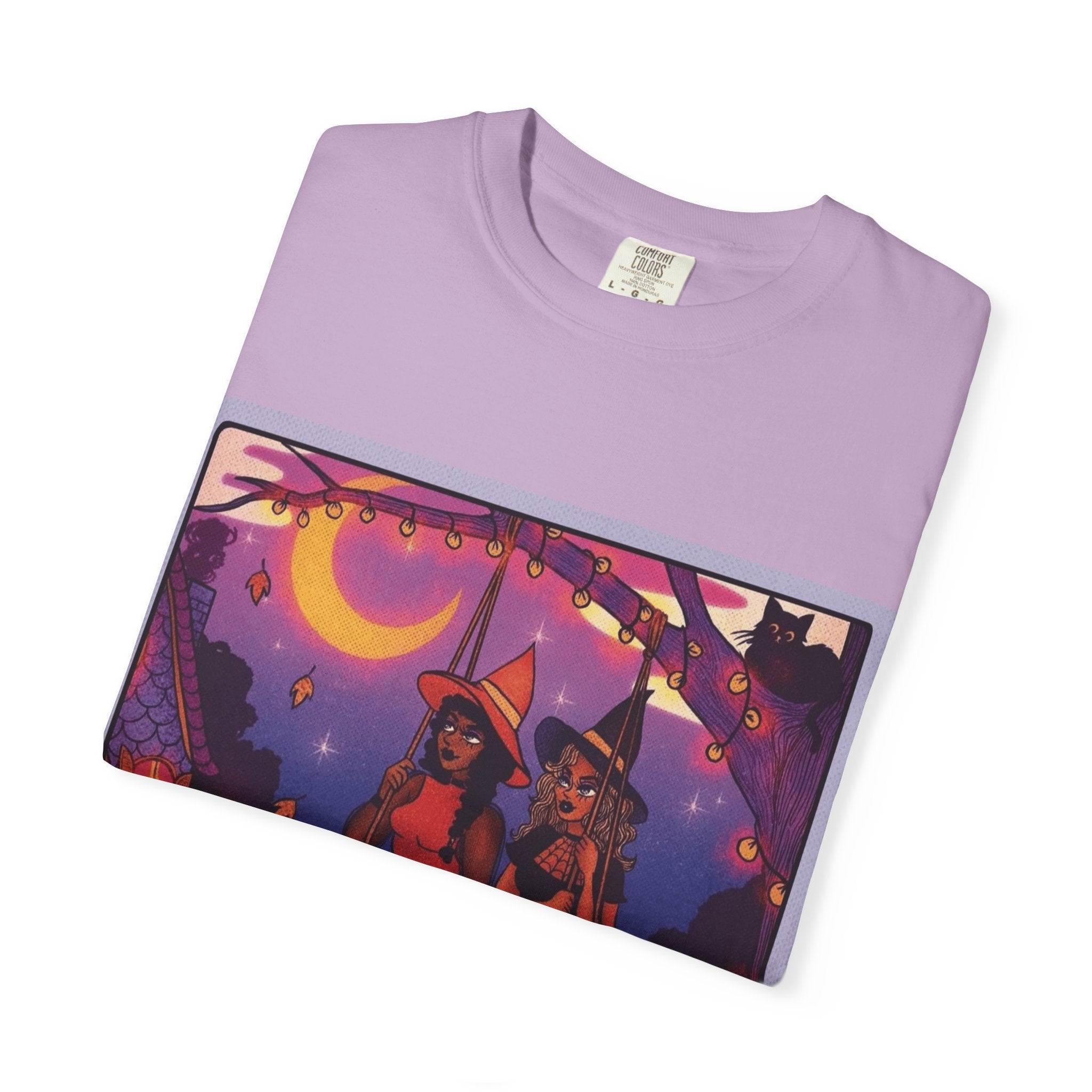 Spooky Vibes Only – Halloween Graphic Tee" Bewitching Libra T-Shirt - Festive and Connected - Unisex Garment - Dyed Tee for Astrology Lovers, Halloween, Birthdays, Gifts, Casual Wear - Metamorphosis Creations