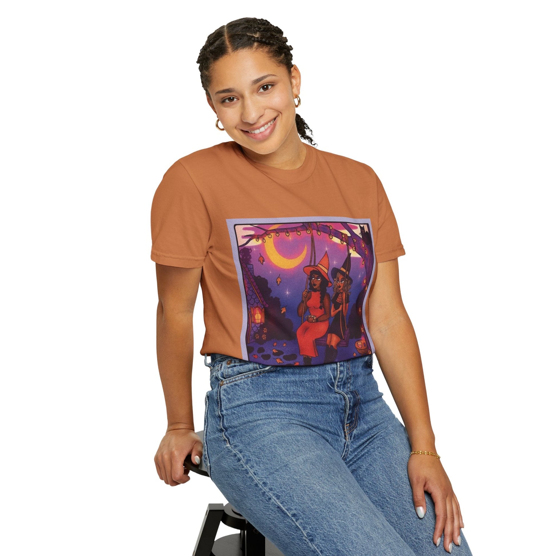 Spooky Vibes Only – Halloween Graphic Tee" Bewitching Libra T-Shirt - Festive and Connected - Unisex Garment - Dyed Tee for Astrology Lovers, Halloween, Birthdays, Gifts, Casual Wear - Metamorphosis Creations