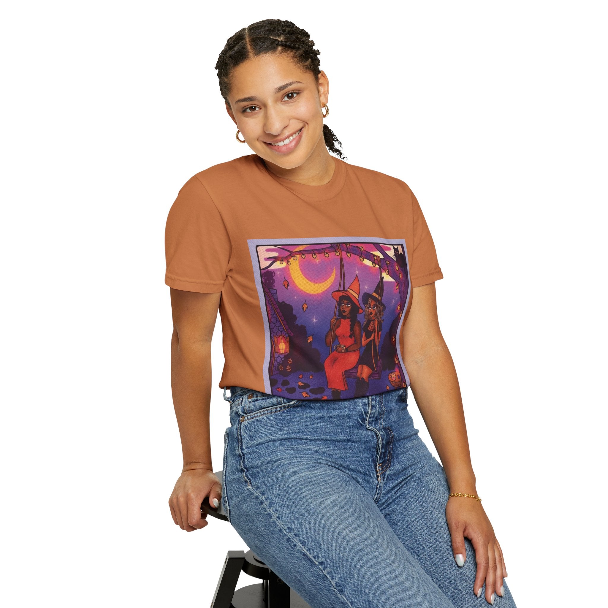 Spooky Vibes Only – Halloween Graphic Tee" Bewitching Libra T-Shirt - Festive and Connected - Unisex Garment - Dyed Tee for Astrology Lovers, Halloween, Birthdays, Gifts, Casual Wear - Metamorphosis Creations