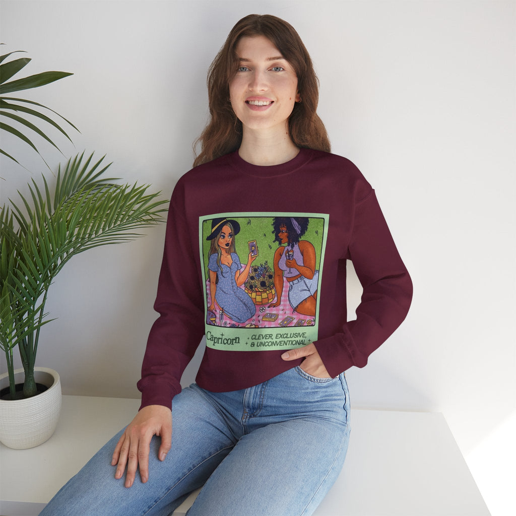 Spooky Vibes Only" Halloween Sweater Capricorn Vibes Crewneck Sweatshirt, Cozy Unisex Apparel, Astrology Gift, Casual Layering Top - Metamorphosis Creations