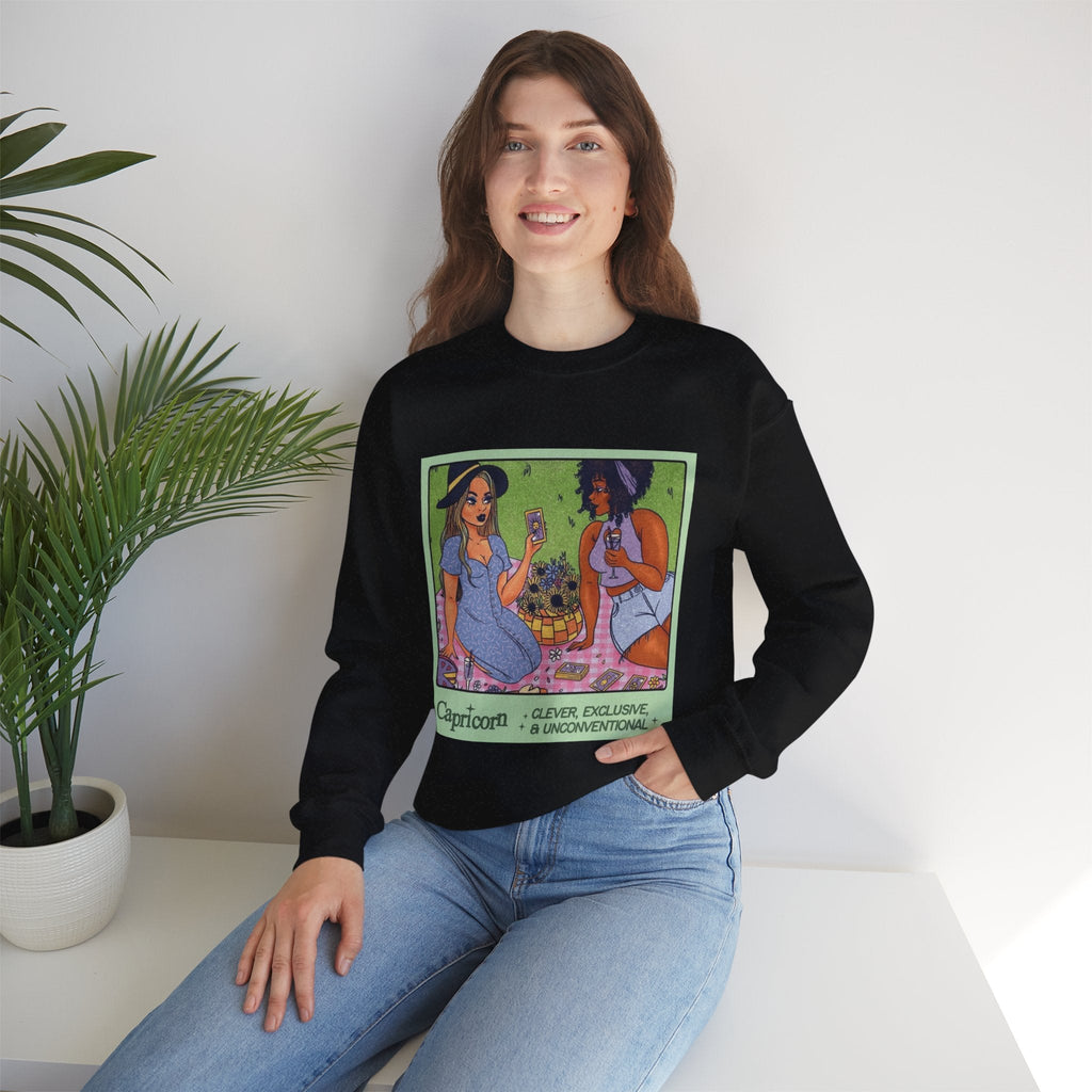 Spooky Vibes Only" Halloween Sweater Capricorn Vibes Crewneck Sweatshirt, Cozy Unisex Apparel, Astrology Gift, Casual Layering Top - Metamorphosis Creations