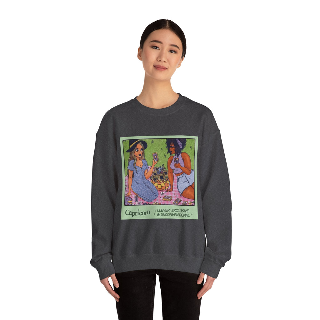 Spooky Vibes Only" Halloween Sweater Capricorn Vibes Crewneck Sweatshirt, Cozy Unisex Apparel, Astrology Gift, Casual Layering Top - Metamorphosis Creations