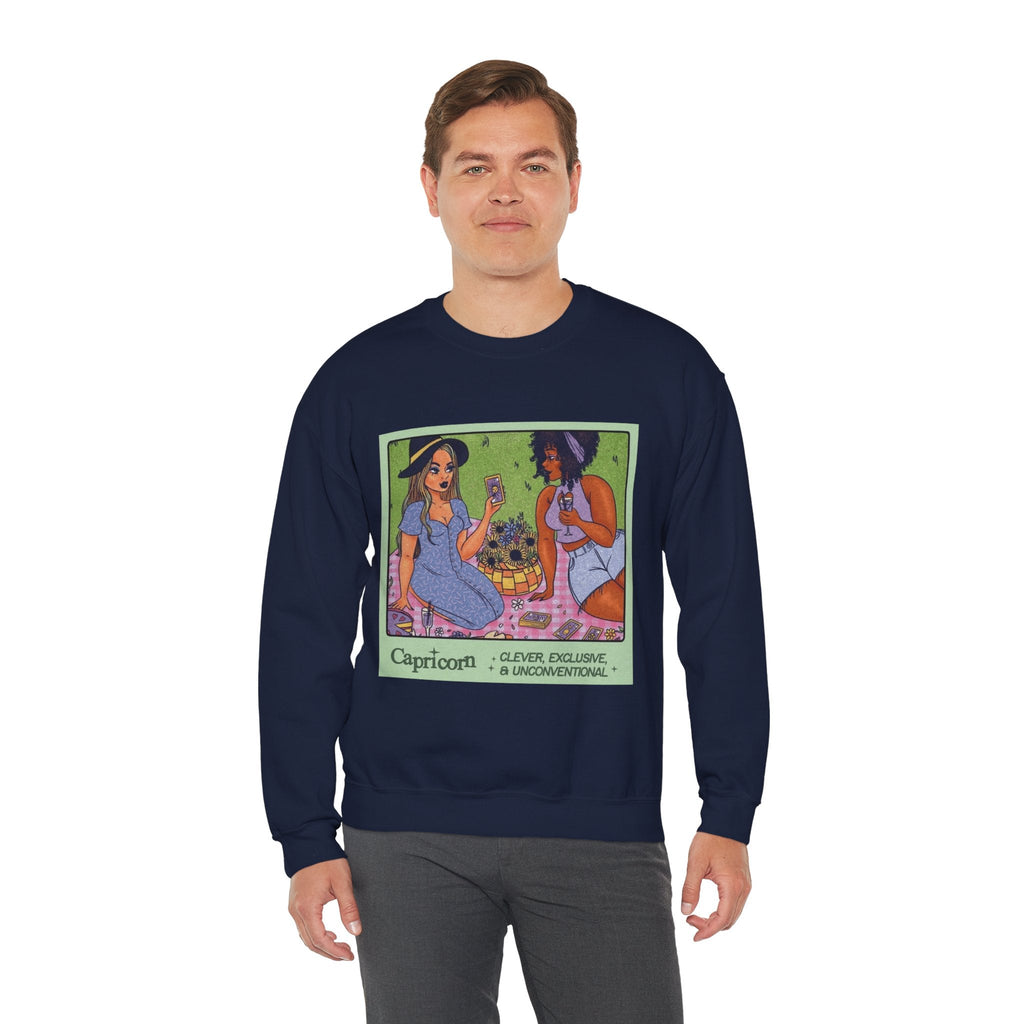 Spooky Vibes Only" Halloween Sweater Capricorn Vibes Crewneck Sweatshirt, Cozy Unisex Apparel, Astrology Gift, Casual Layering Top - Metamorphosis Creations