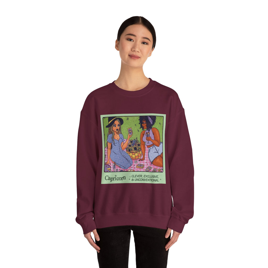 Spooky Vibes Only" Halloween Sweater Capricorn Vibes Crewneck Sweatshirt, Cozy Unisex Apparel, Astrology Gift, Casual Layering Top - Metamorphosis Creations