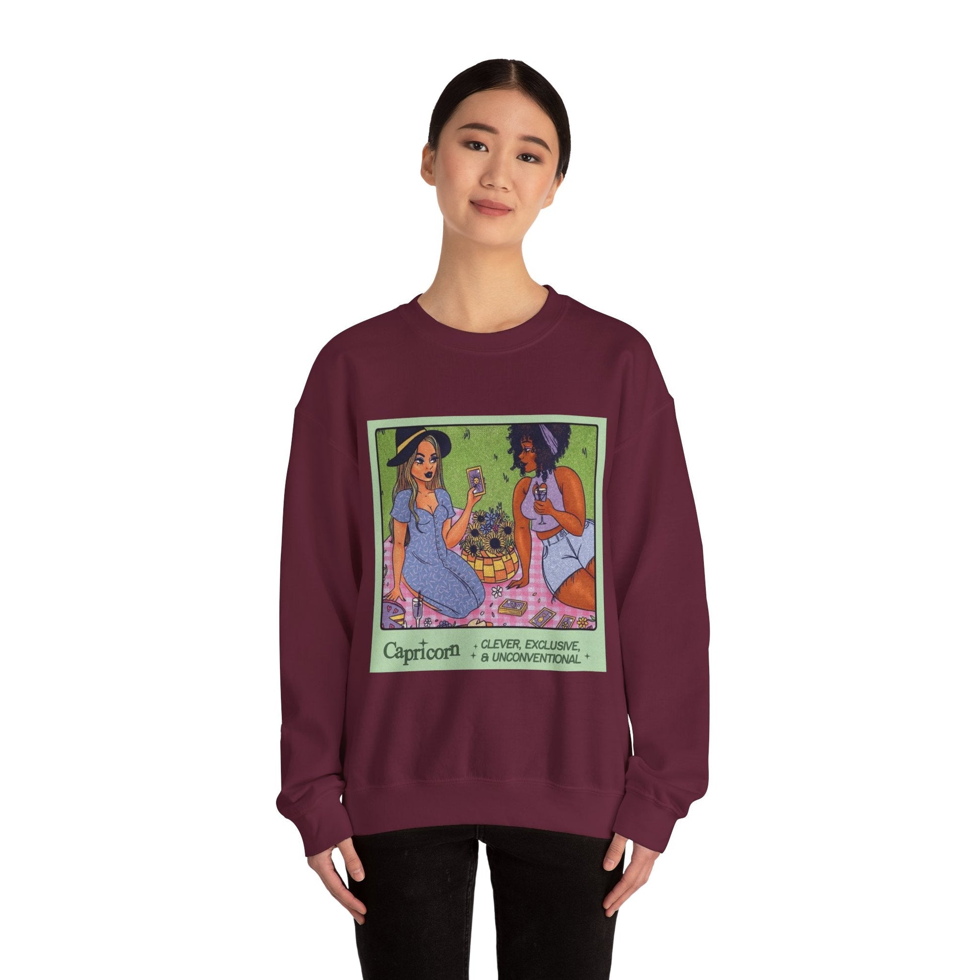 Spooky Vibes Only" Halloween Sweater Capricorn Vibes Crewneck Sweatshirt, Cozy Unisex Apparel, Astrology Gift, Casual Layering Top - Metamorphosis Creations