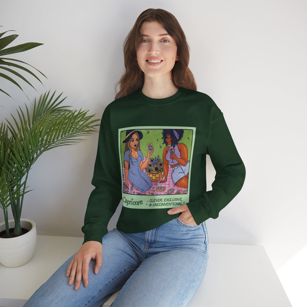 Spooky Vibes Only" Halloween Sweater Capricorn Vibes Crewneck Sweatshirt, Cozy Unisex Apparel, Astrology Gift, Casual Layering Top - Metamorphosis Creations