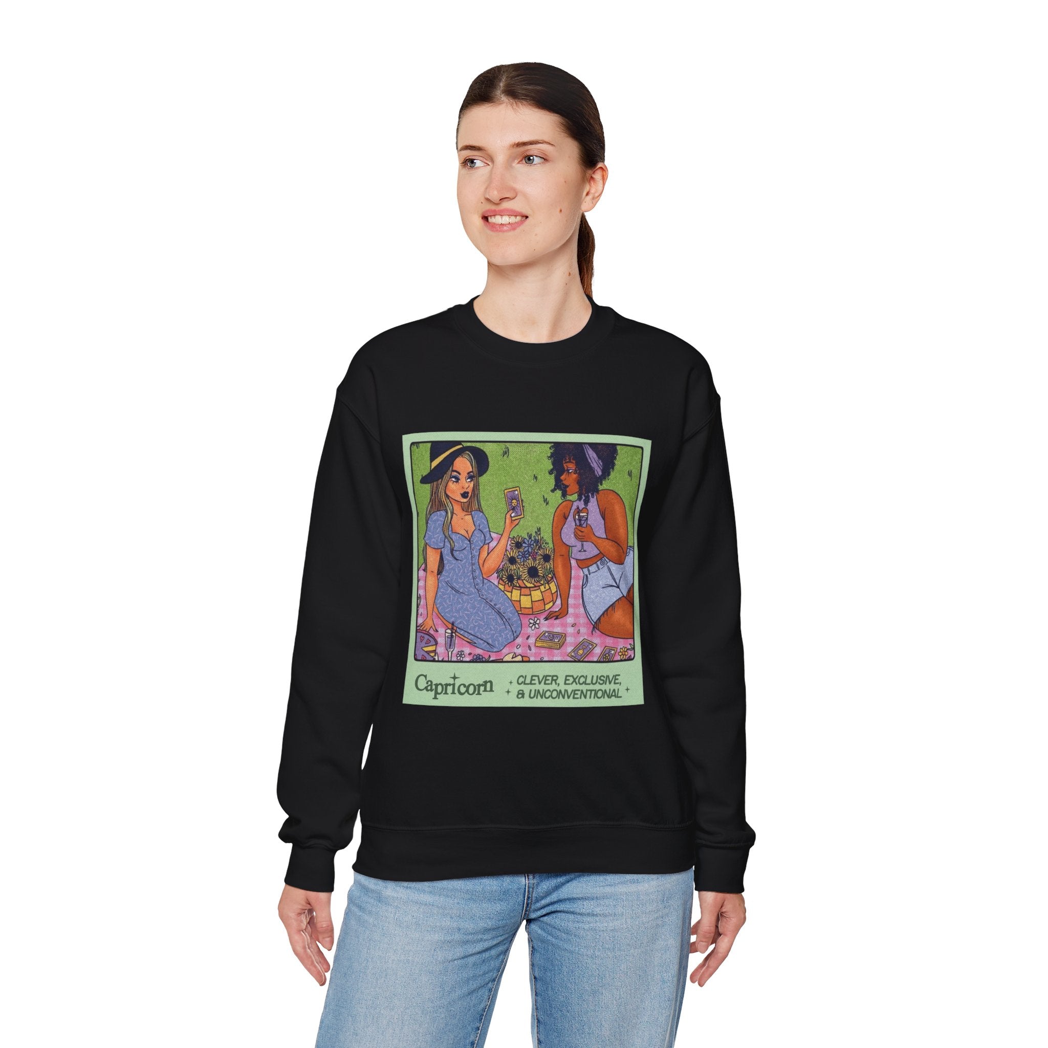 Spooky Vibes Only" Halloween Sweater Capricorn Vibes Crewneck Sweatshirt, Cozy Unisex Apparel, Astrology Gift, Casual Layering Top - Metamorphosis Creations