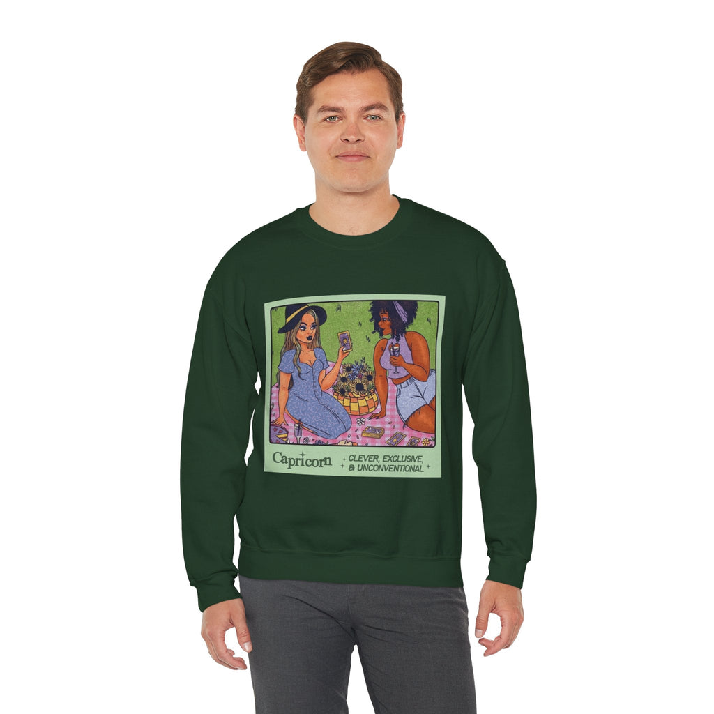 Spooky Vibes Only" Halloween Sweater Capricorn Vibes Crewneck Sweatshirt, Cozy Unisex Apparel, Astrology Gift, Casual Layering Top - Metamorphosis Creations