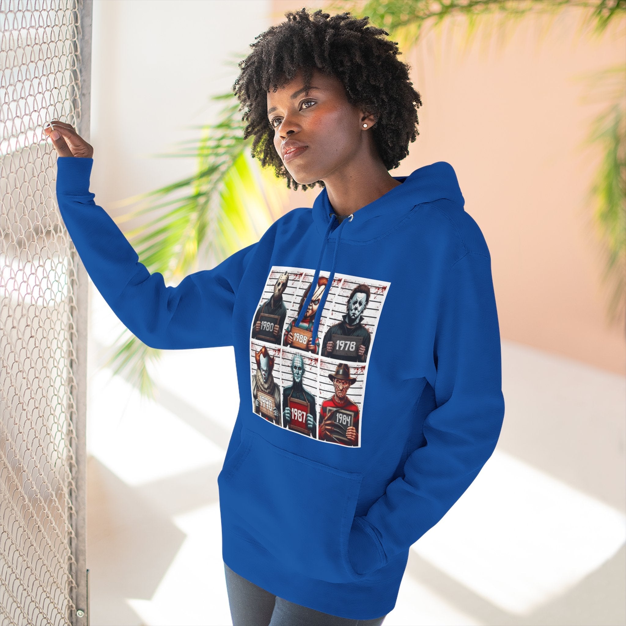Spooky Vibes Only Halloween Sweater Retro Horror Movie Three - Panel Fleece Hoodie, Halloween Gift, Cozy Sweatshirt, Movie Lover Apparel, Vintage Movie Merchandise - Metamorphosis Creations