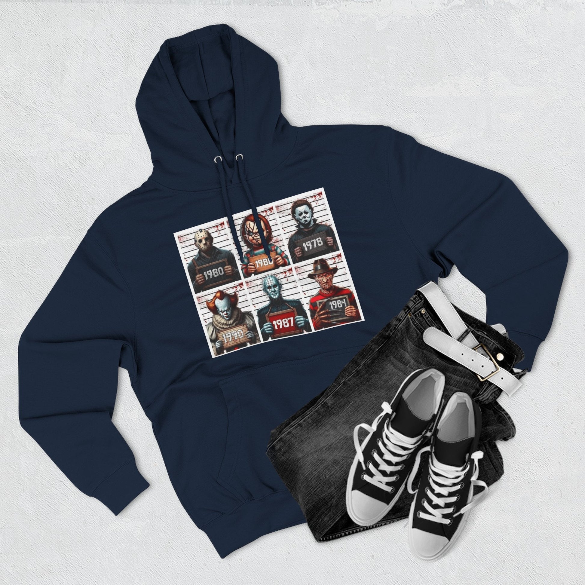 Spooky Vibes Only Halloween Sweater Retro Horror Movie Three - Panel Fleece Hoodie, Halloween Gift, Cozy Sweatshirt, Movie Lover Apparel, Vintage Movie Merchandise - Metamorphosis Creations