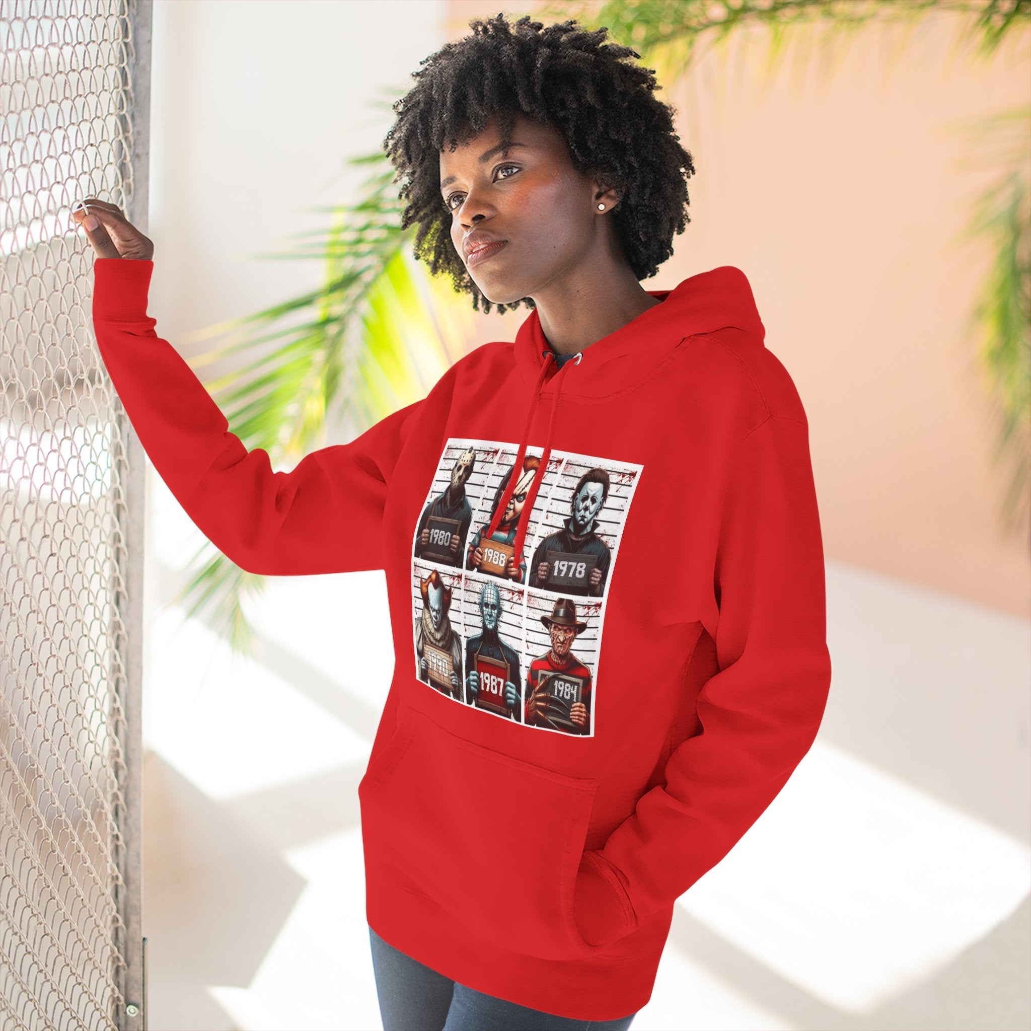 Spooky Vibes Only Halloween Sweater Retro Horror Movie Three - Panel Fleece Hoodie, Halloween Gift, Cozy Sweatshirt, Movie Lover Apparel, Vintage Movie Merchandise - Metamorphosis Creations