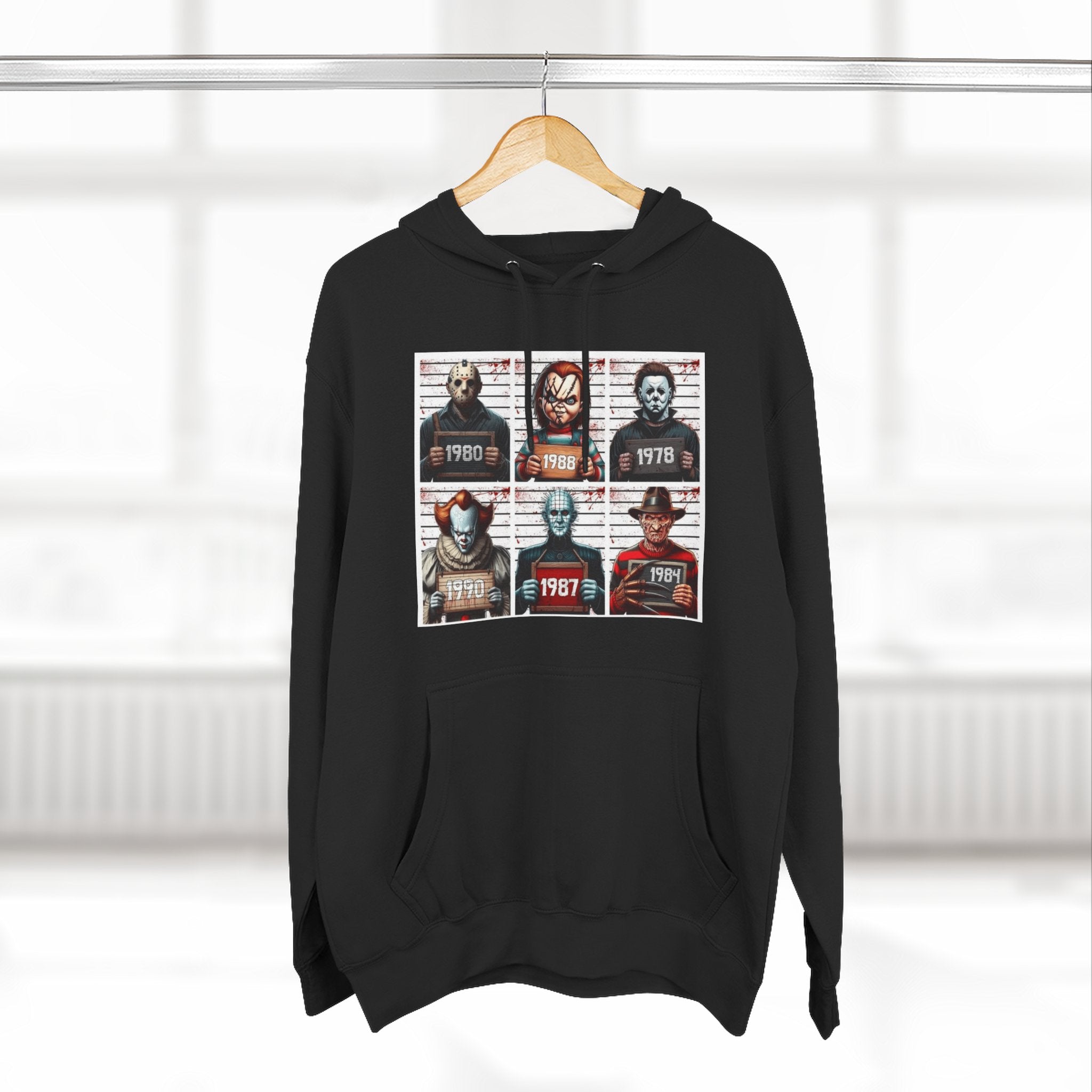 Spooky Vibes Only Halloween Sweater Retro Horror Movie Three - Panel Fleece Hoodie, Halloween Gift, Cozy Sweatshirt, Movie Lover Apparel, Vintage Movie Merchandise - Metamorphosis Creations